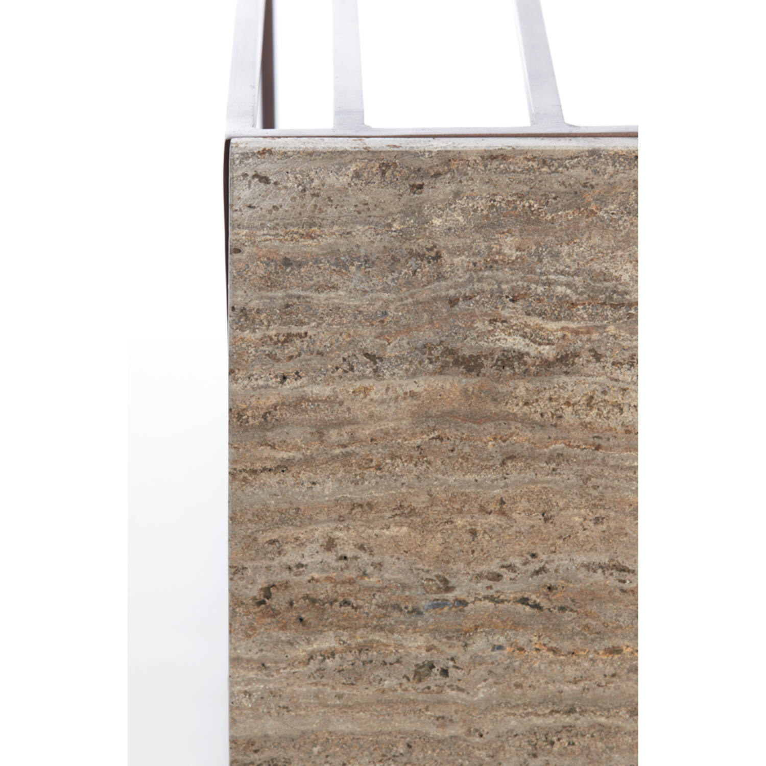 Side table 41x31x66 cm ROSHAN travertine brown+dark brown