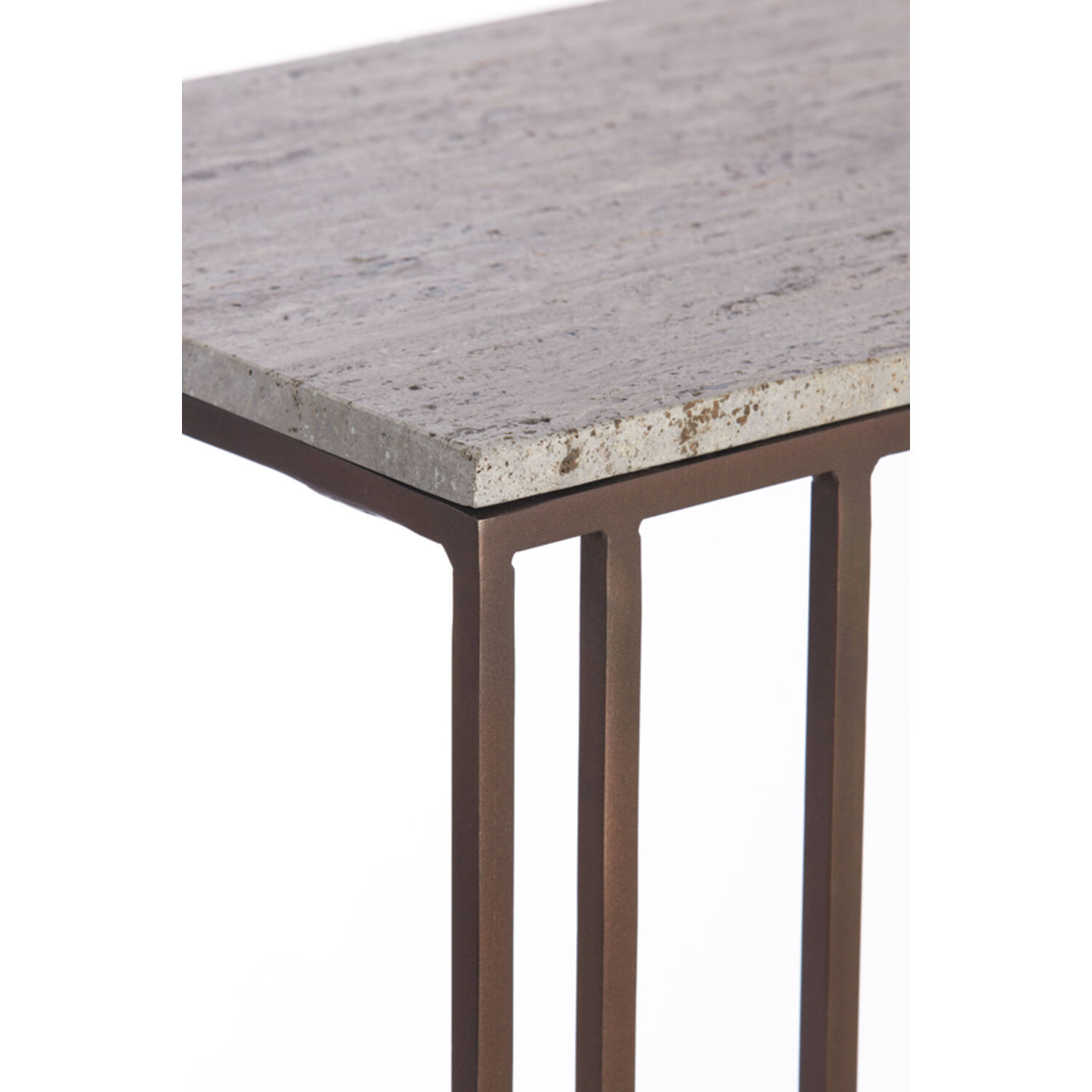 Side table 41x31x66 cm ROSHAN travertine brown+dark brown