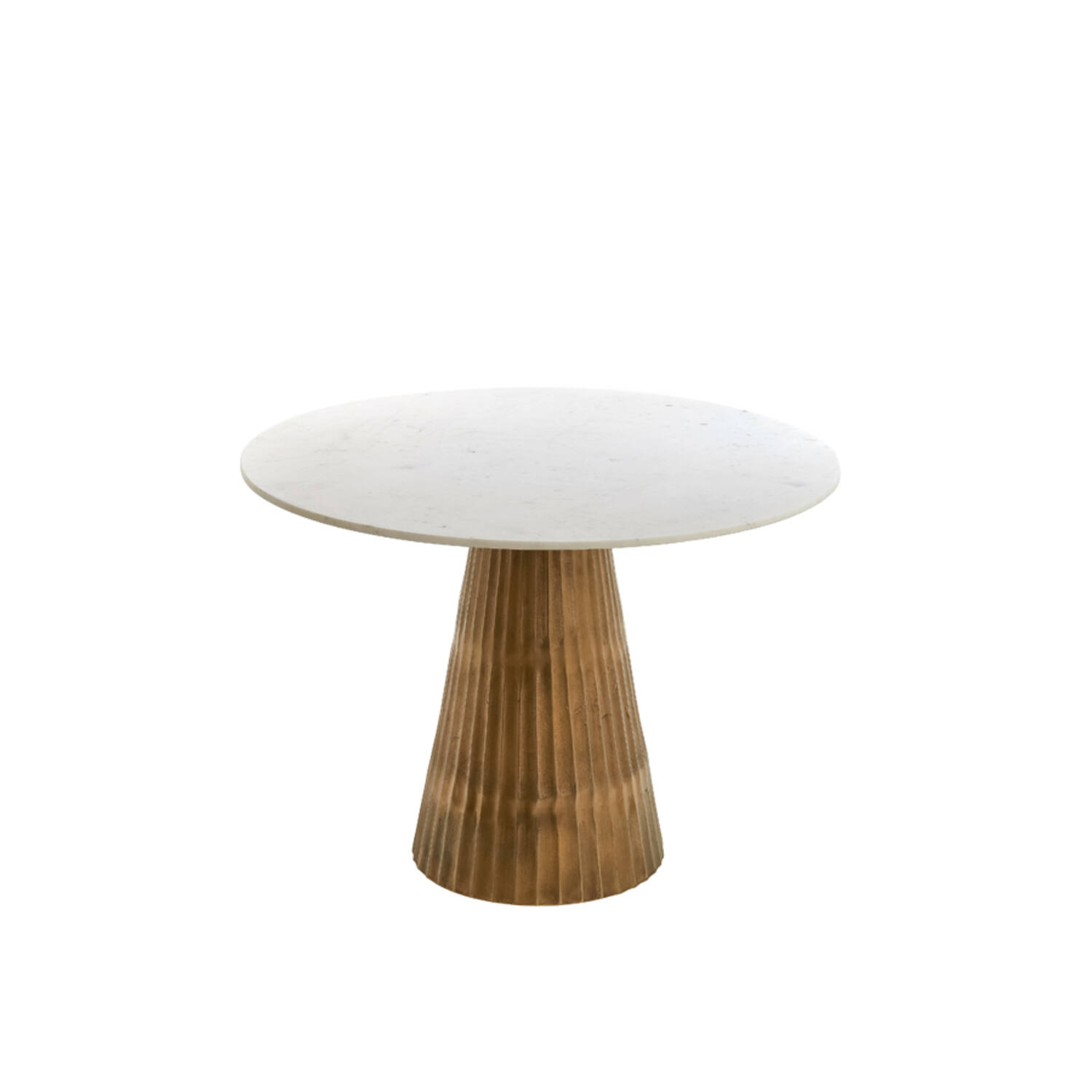 Tafel Ø100x78 cm LEYDA marmer wit-antiek brons
