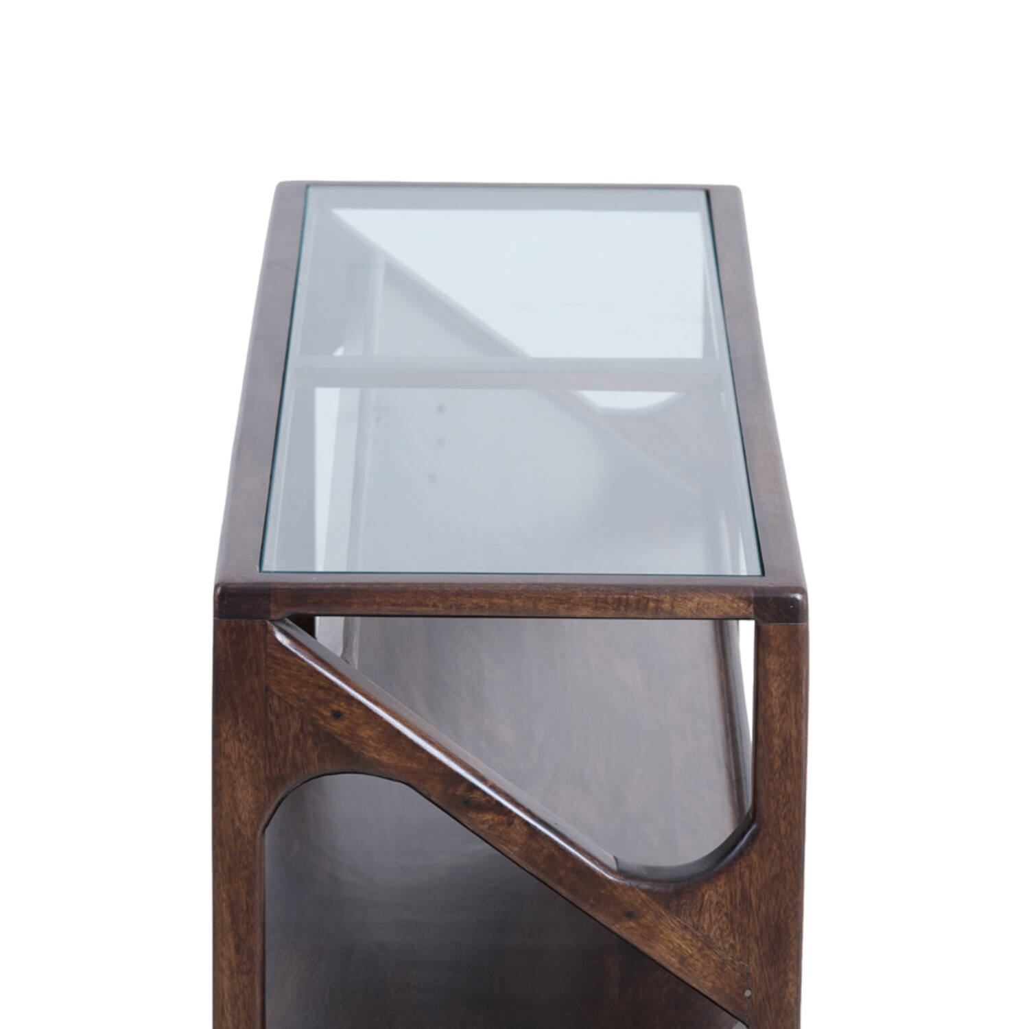 Console 119x41x80 cm YUKI mango wood chocolate brown+glass