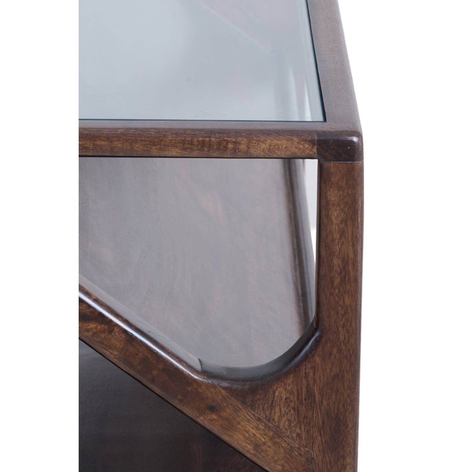 Console 119x41x80 cm YUKI mango wood chocolate brown+glass