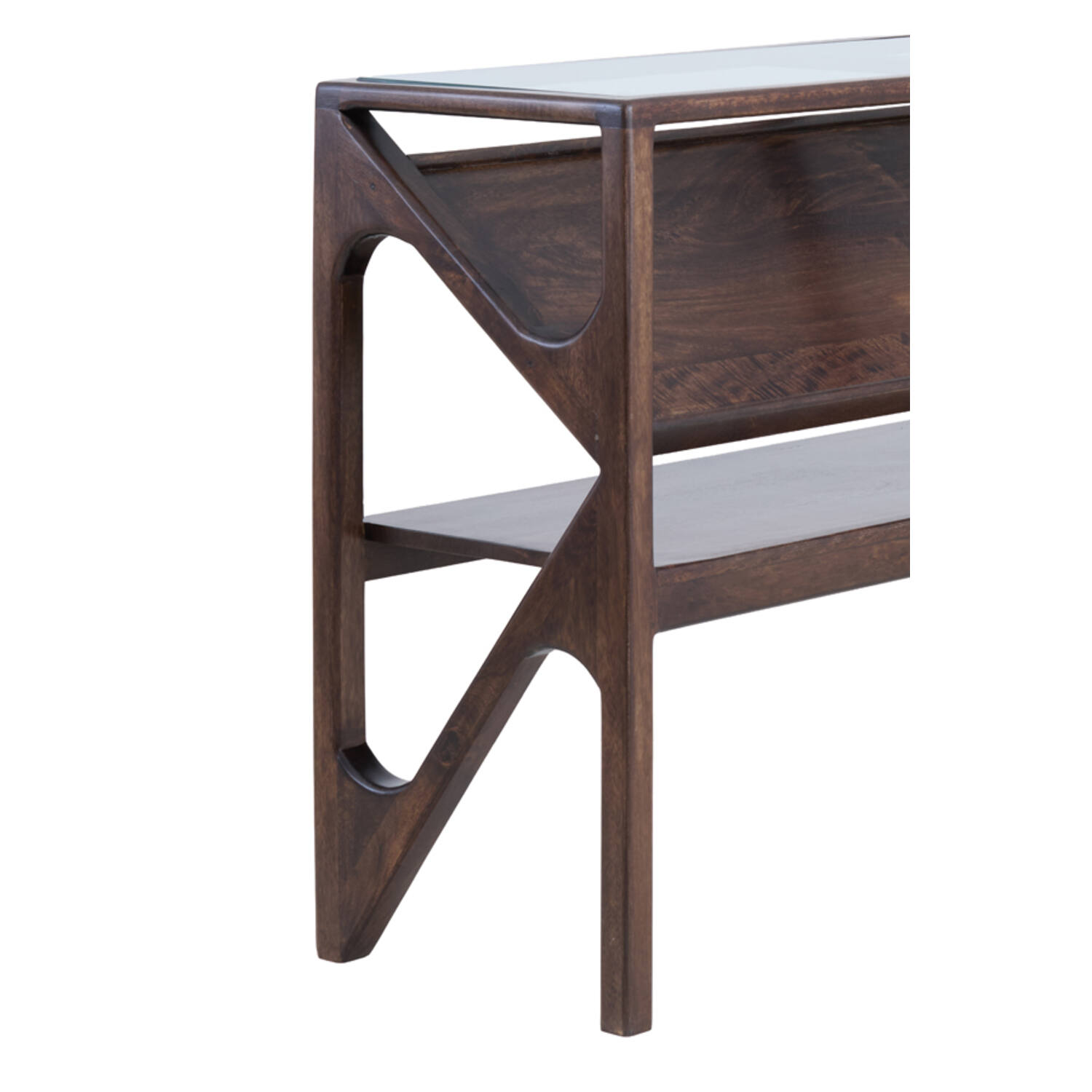 Console 119x41x80 cm YUKI mango wood chocolate brown+glass