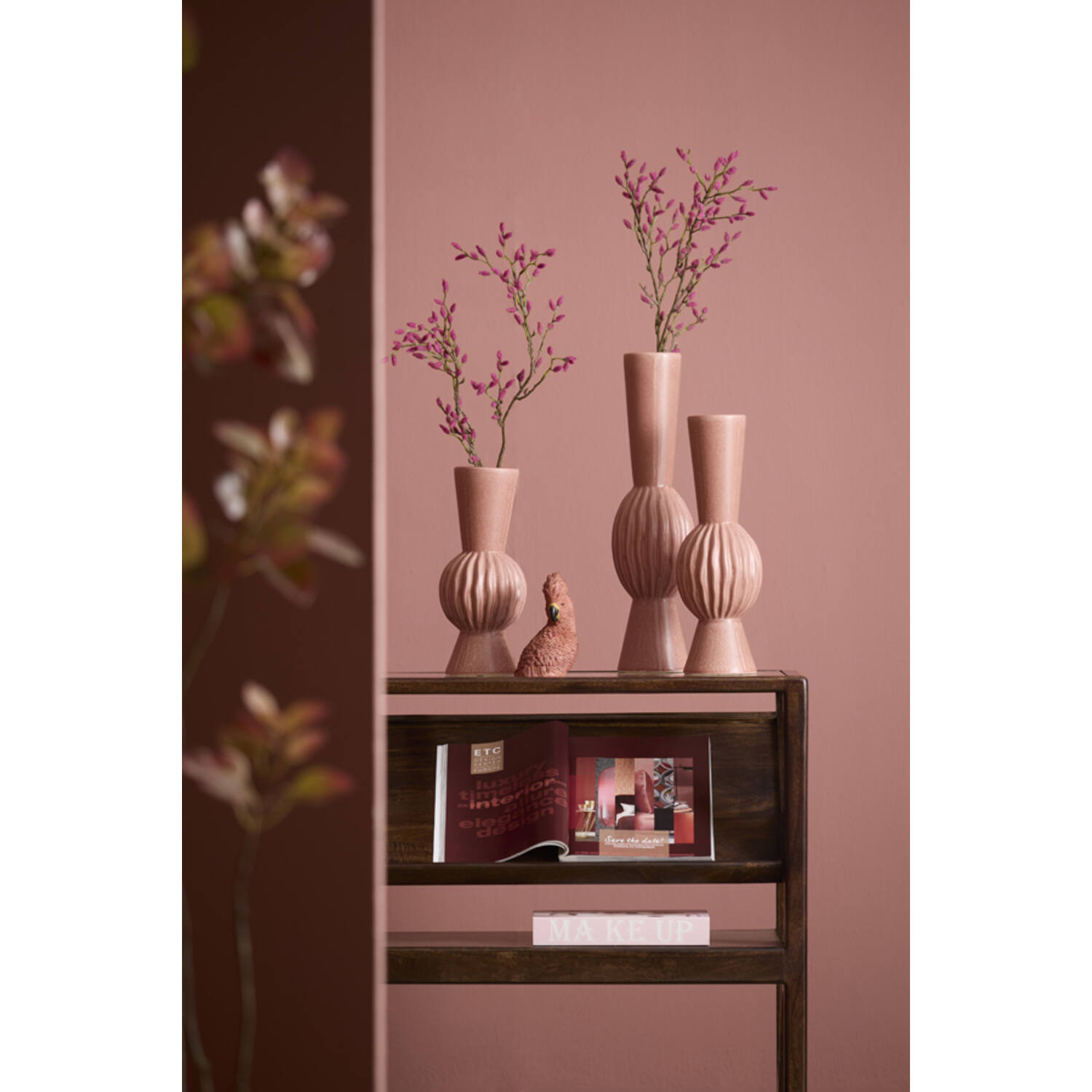 Console 119x41x80 cm YUKI mango wood chocolate brown+glass