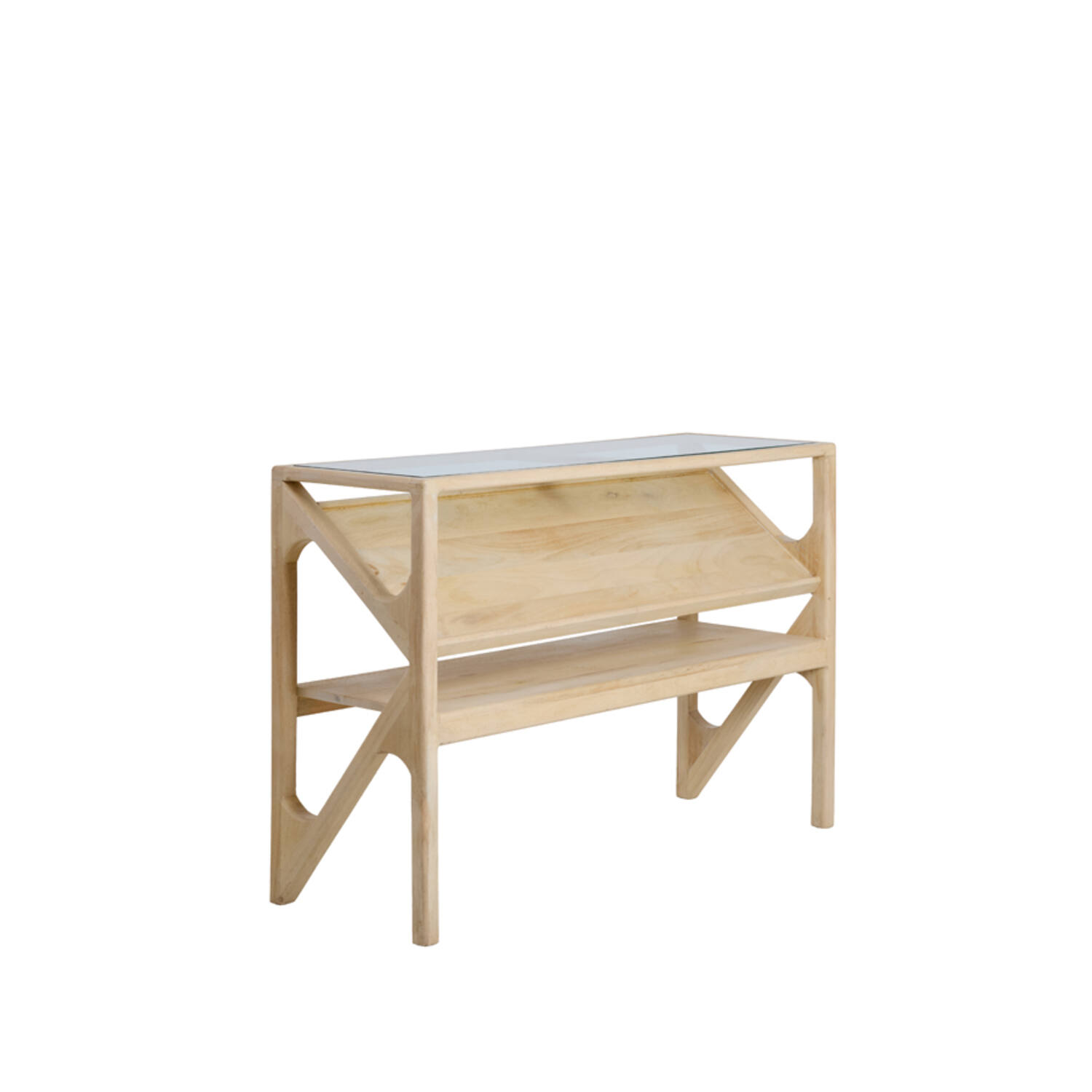 Console 119x41x80 cm YUKI mango wood natural+glass