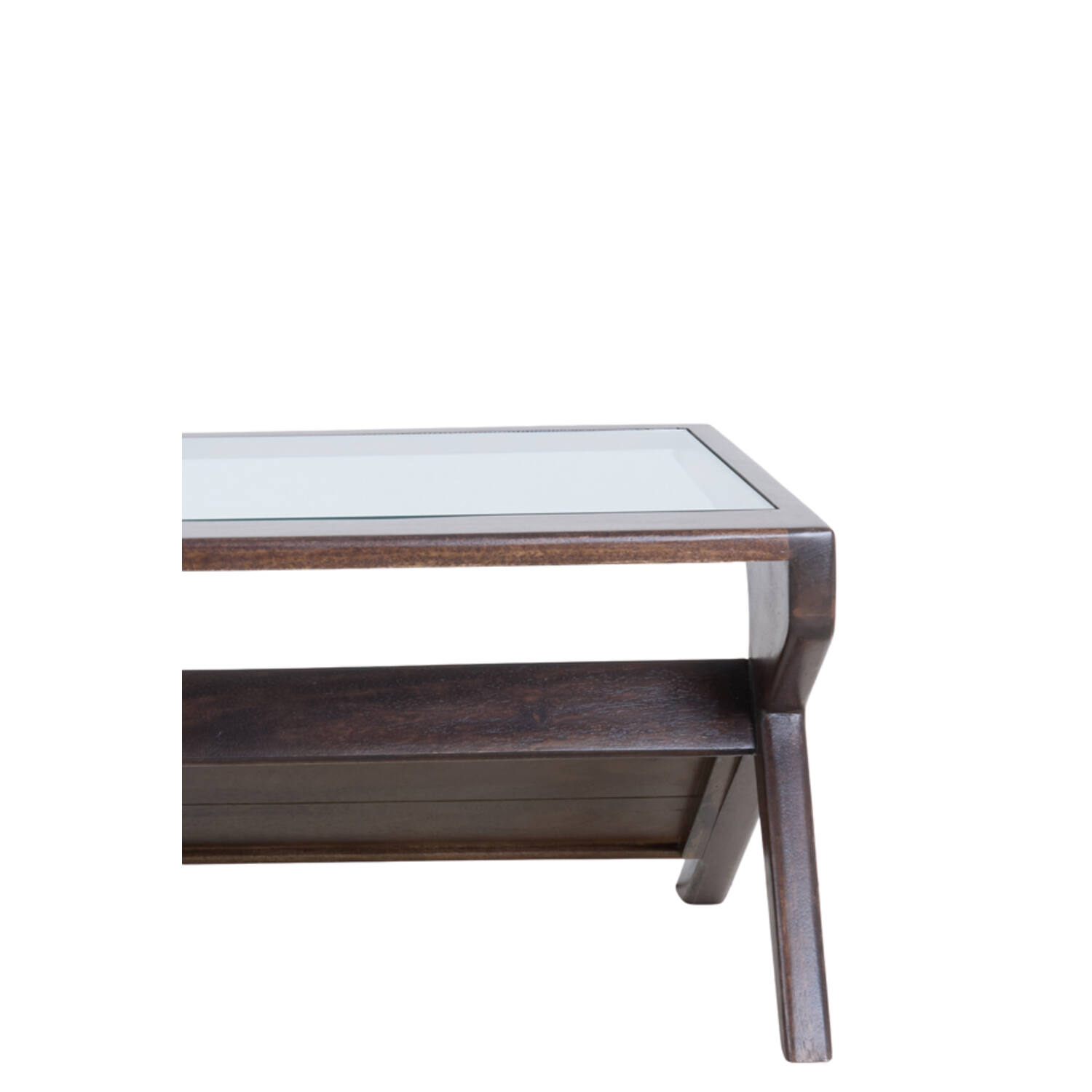 Coffee table 112x70x41 cm YUKI mango wood choco brown+glass