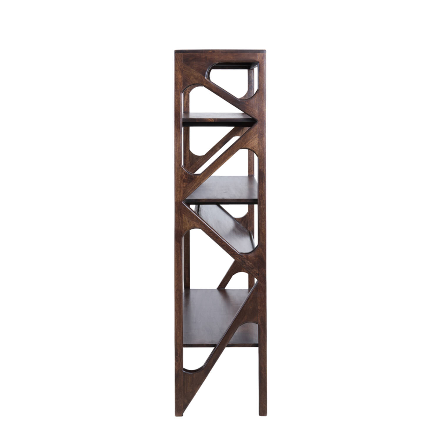 Cabinet open 120x40x160 cm YUKI mango wood choco brown+glass