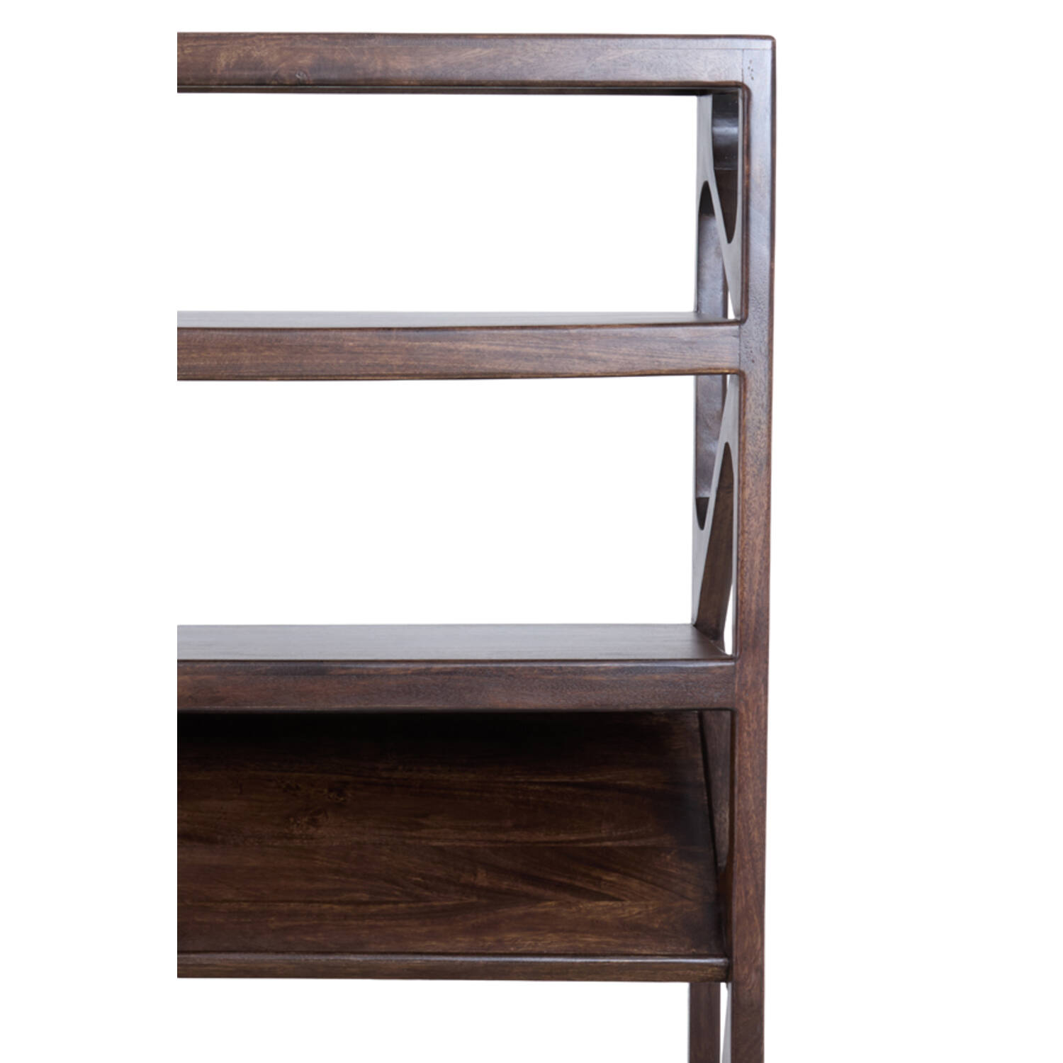 Cabinet open 120x40x160 cm YUKI mango wood choco brown+glass