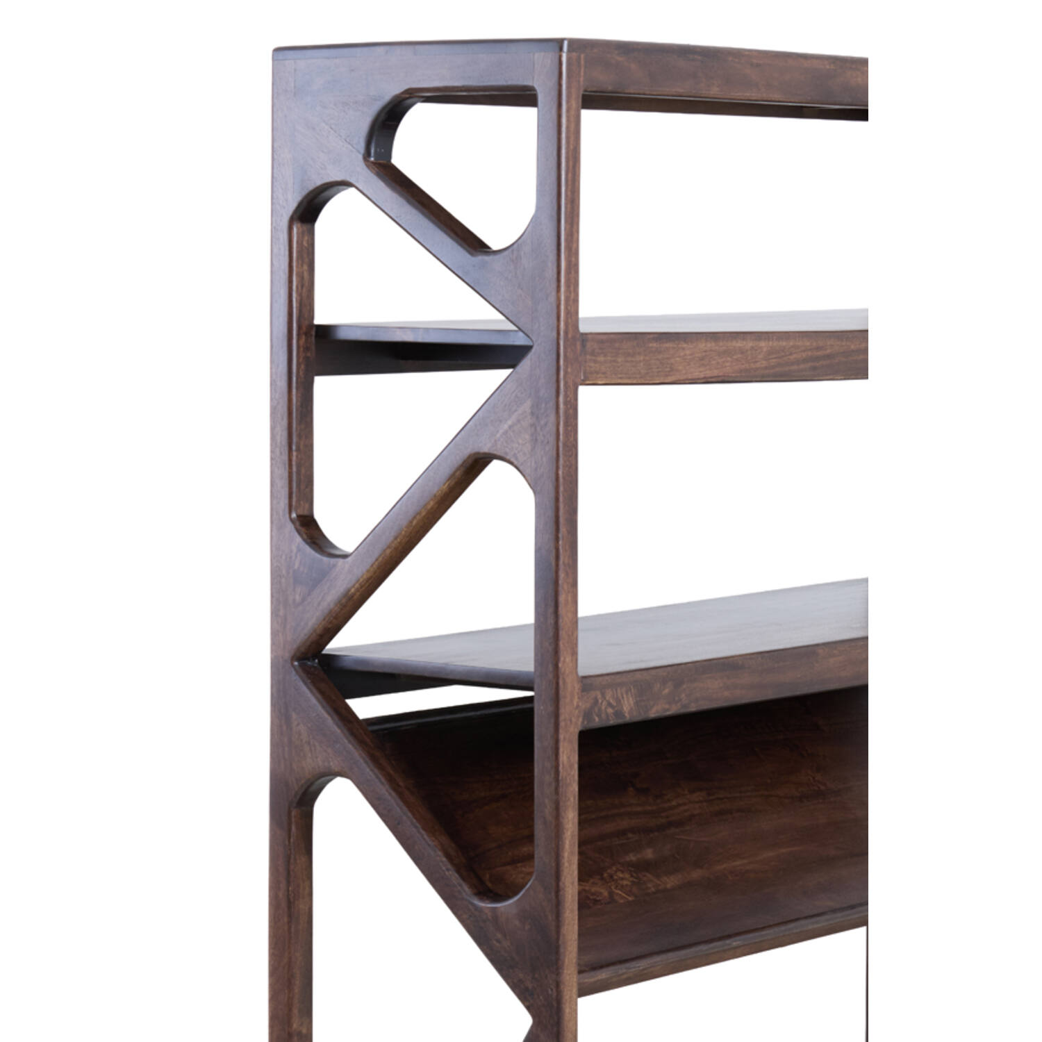Cabinet open 120x40x160 cm YUKI mango wood choco brown+glass