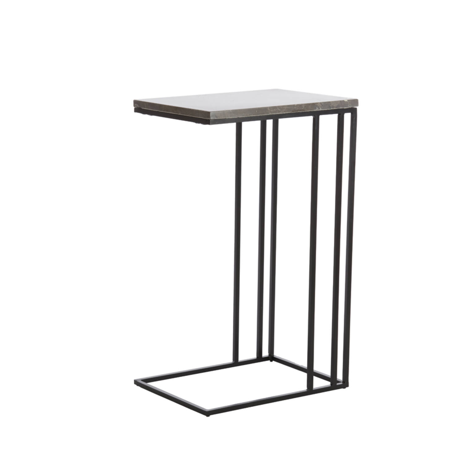 Bijzettafel 41x31x66 cm ROSHAN bruin marmer+zwart