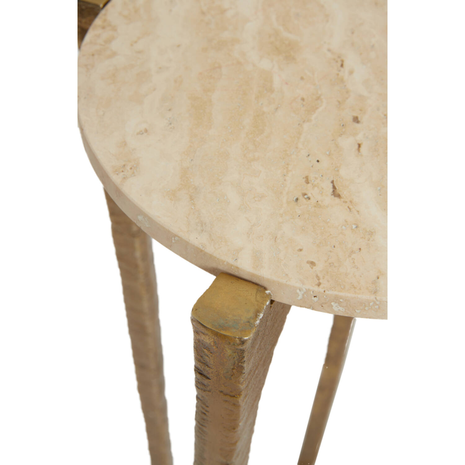 Side table S/2 Ø41x54+Ø45x64 cm KANAE travertine sand+ant br