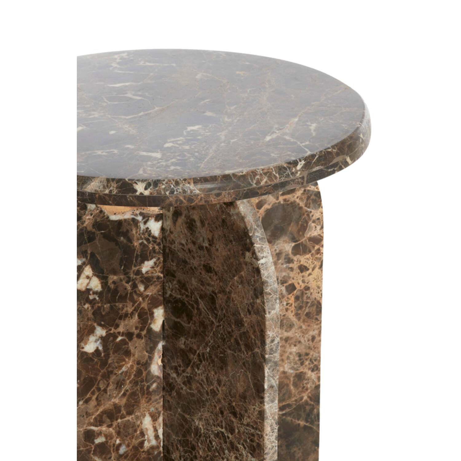 Side table Ø41x48 cm OTINIA marble dark brown