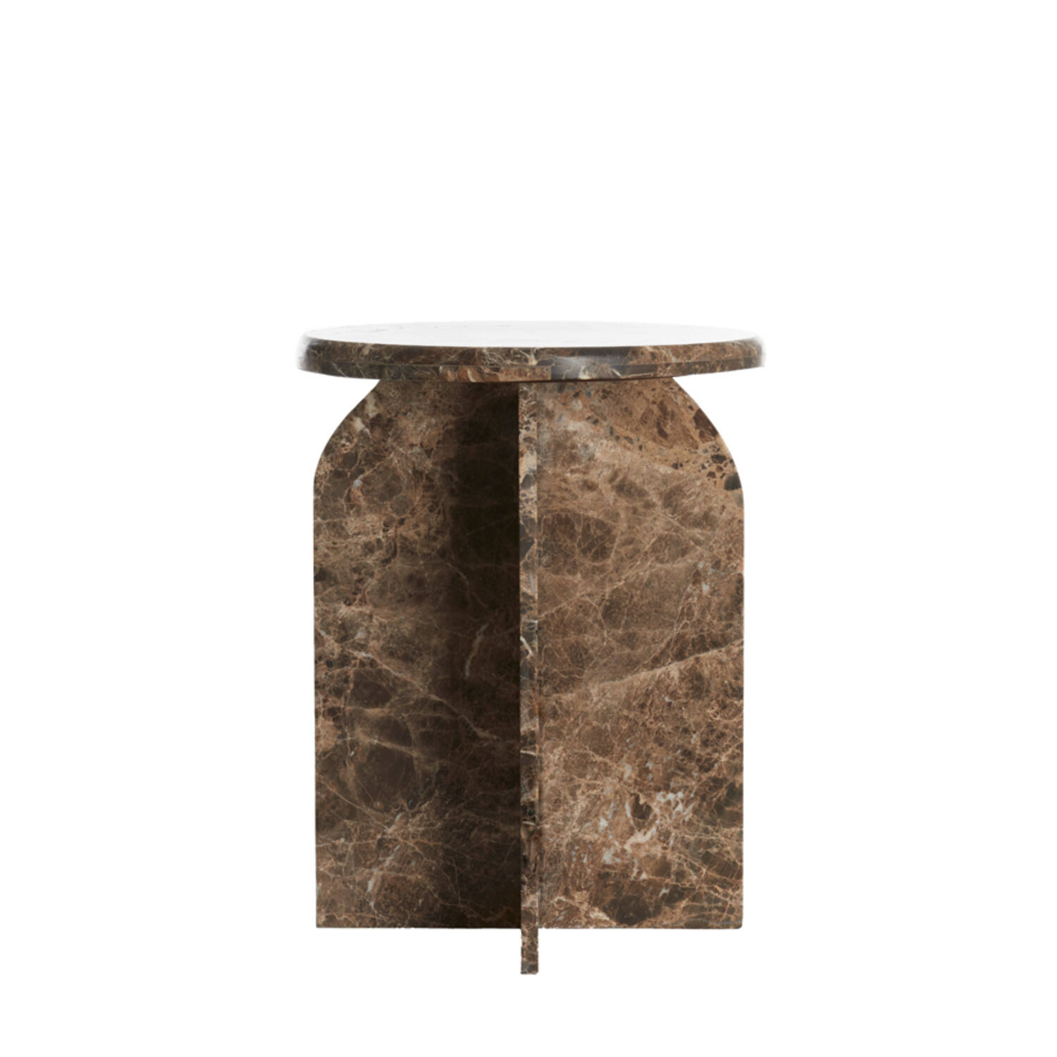 Side table Ø41x56 cm OTINIA marble dark brown