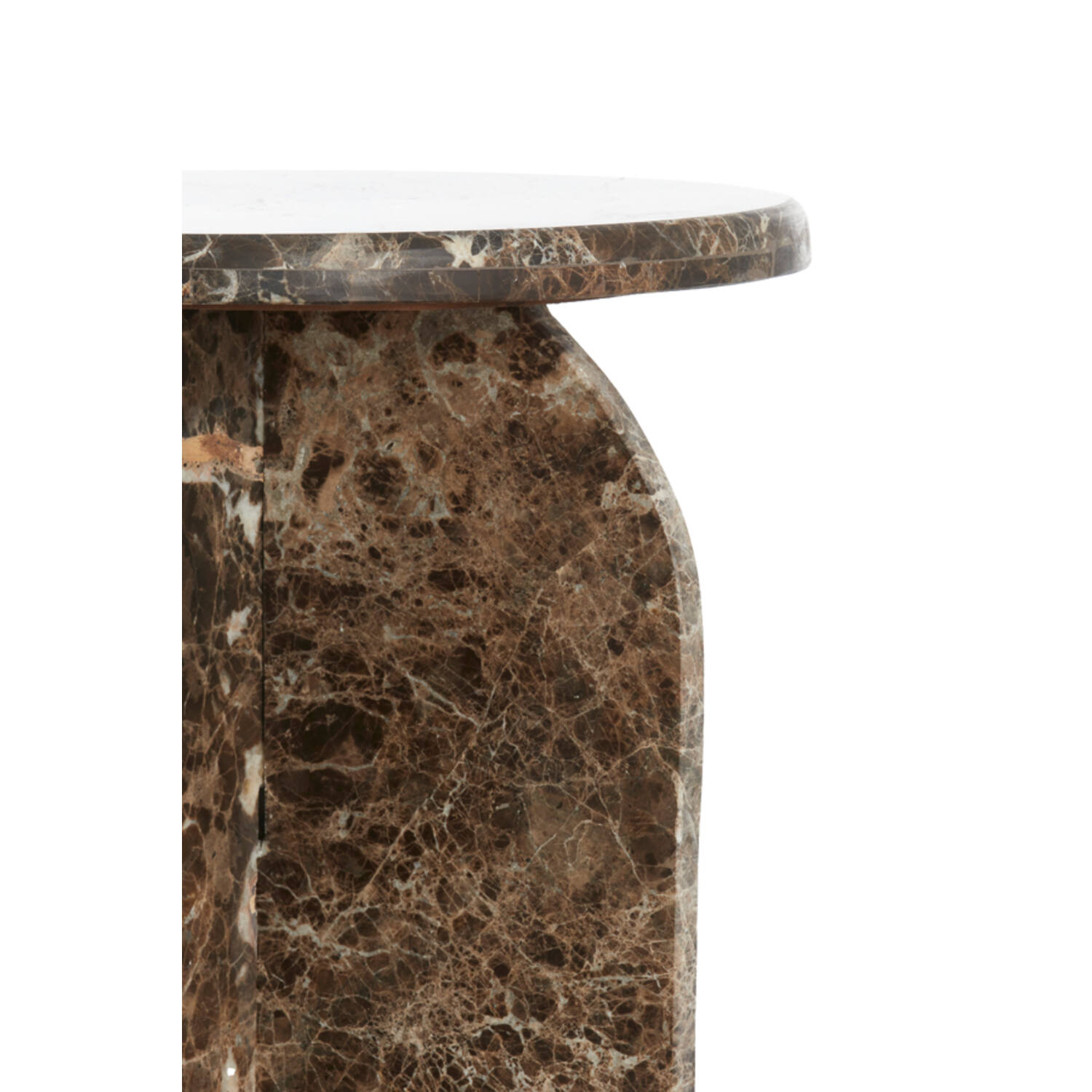 Side table Ø41x56 cm OTINIA marble dark brown