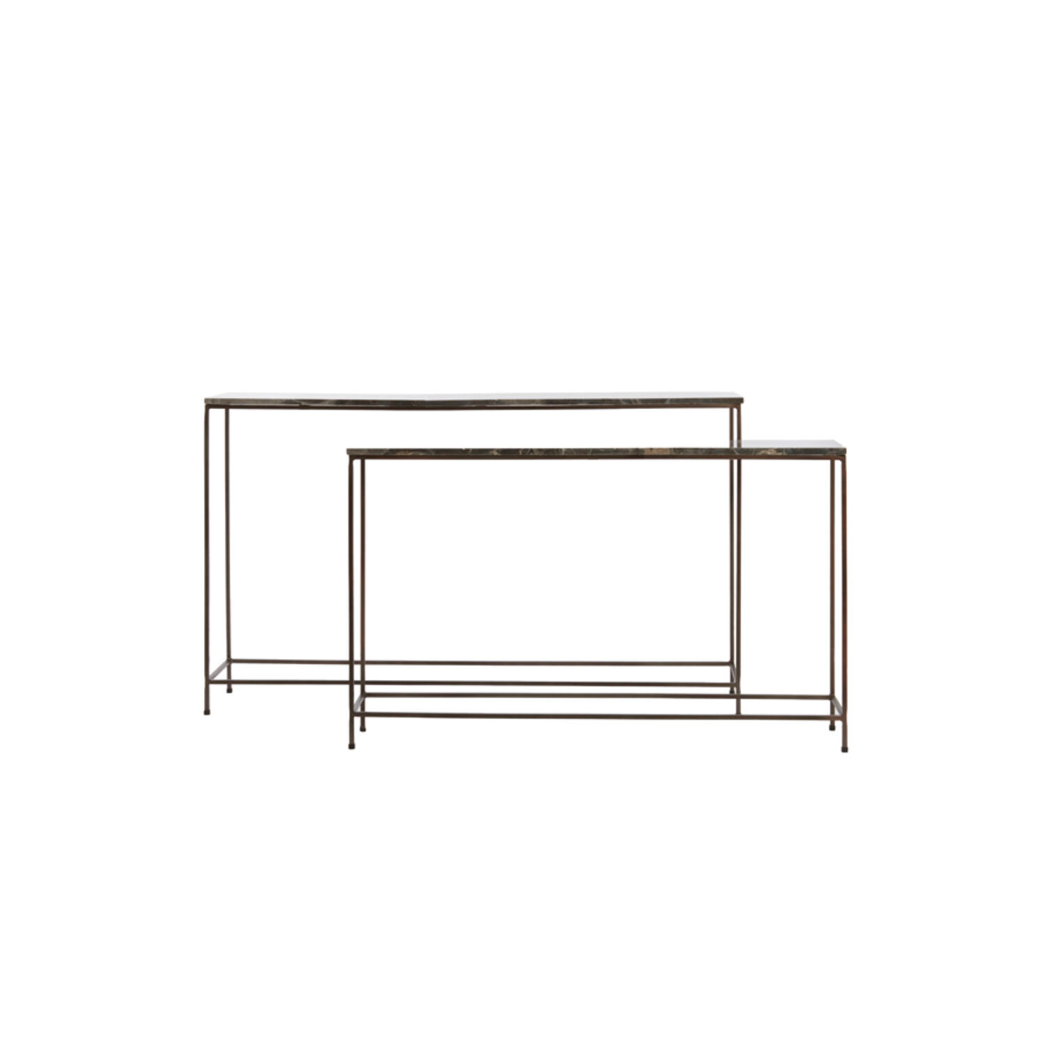 Side table S/2 120x21x72+140x25x82 cm MORENA bruin marmr+brn