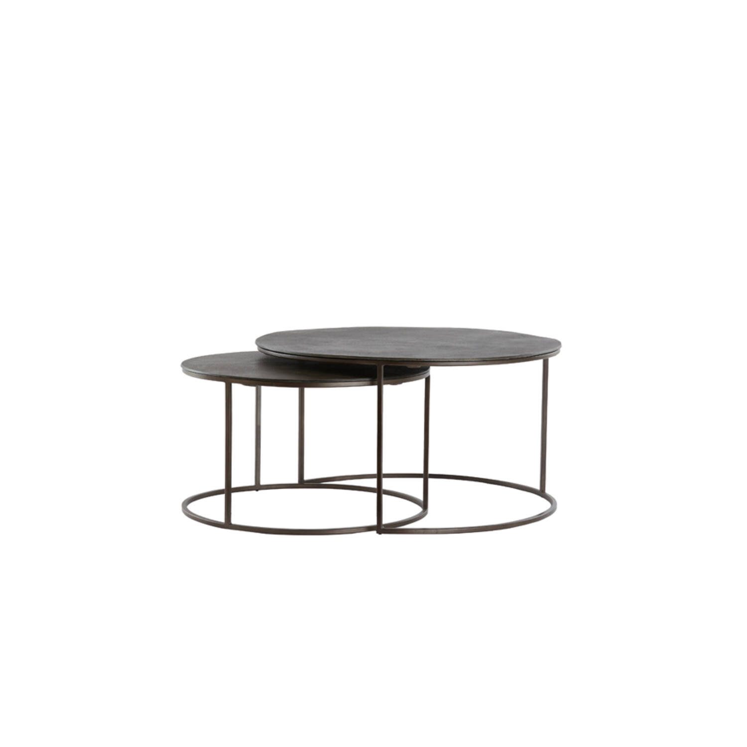 Salontafel S/2 Ø61x37+Ø76x41 cm TALCA donker bruin