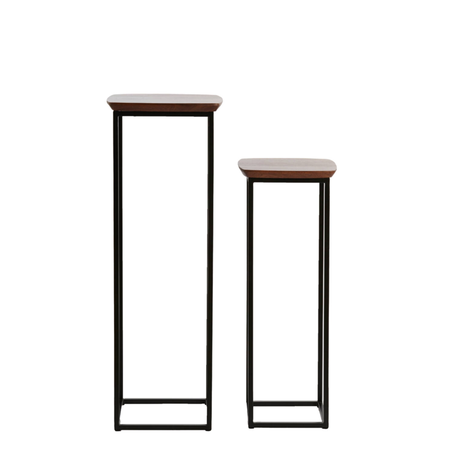 Zuil S/2 30x30x80+35x35x100 cm QUENZA acacia hout bruin+zwrt