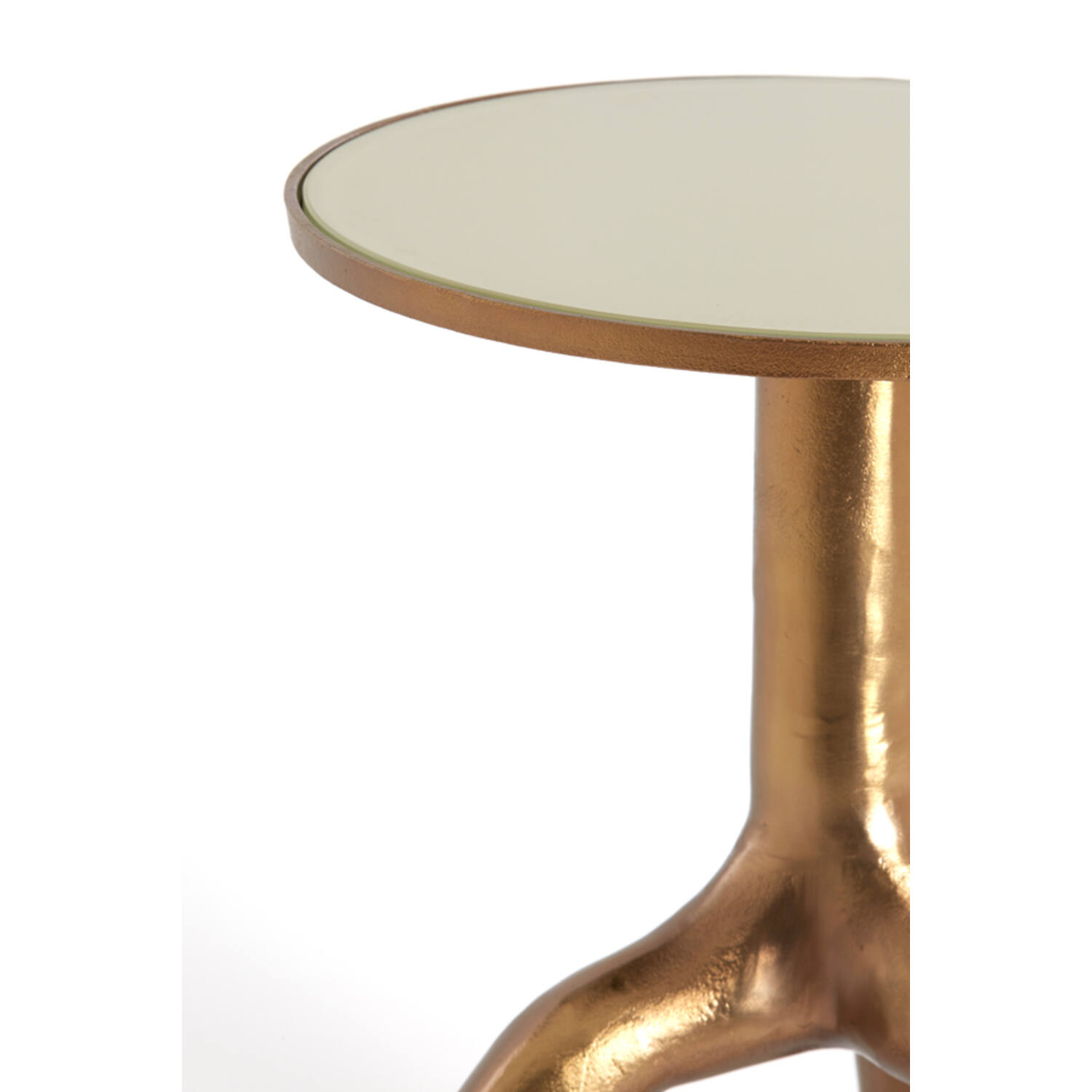 Bijzettafel Ø40,5x53 cm MELLO glans bruin brons+glas taupe