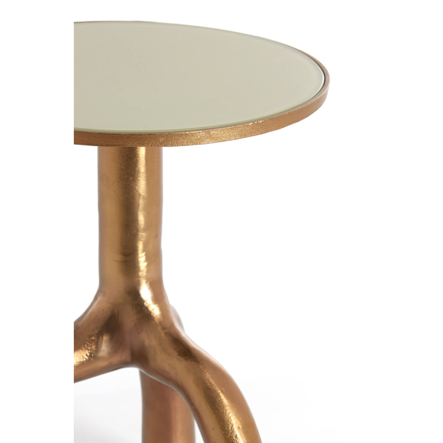 Bijzettafel Ø40,5x53 cm MELLO glans bruin brons+glas taupe