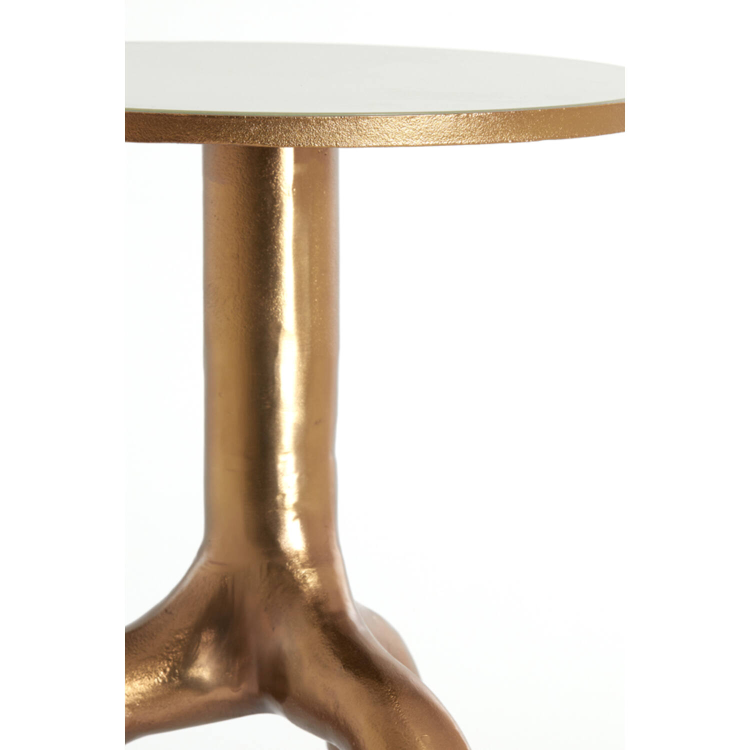 Bijzettafel Ø40,5x53 cm MELLO glans bruin brons+glas taupe