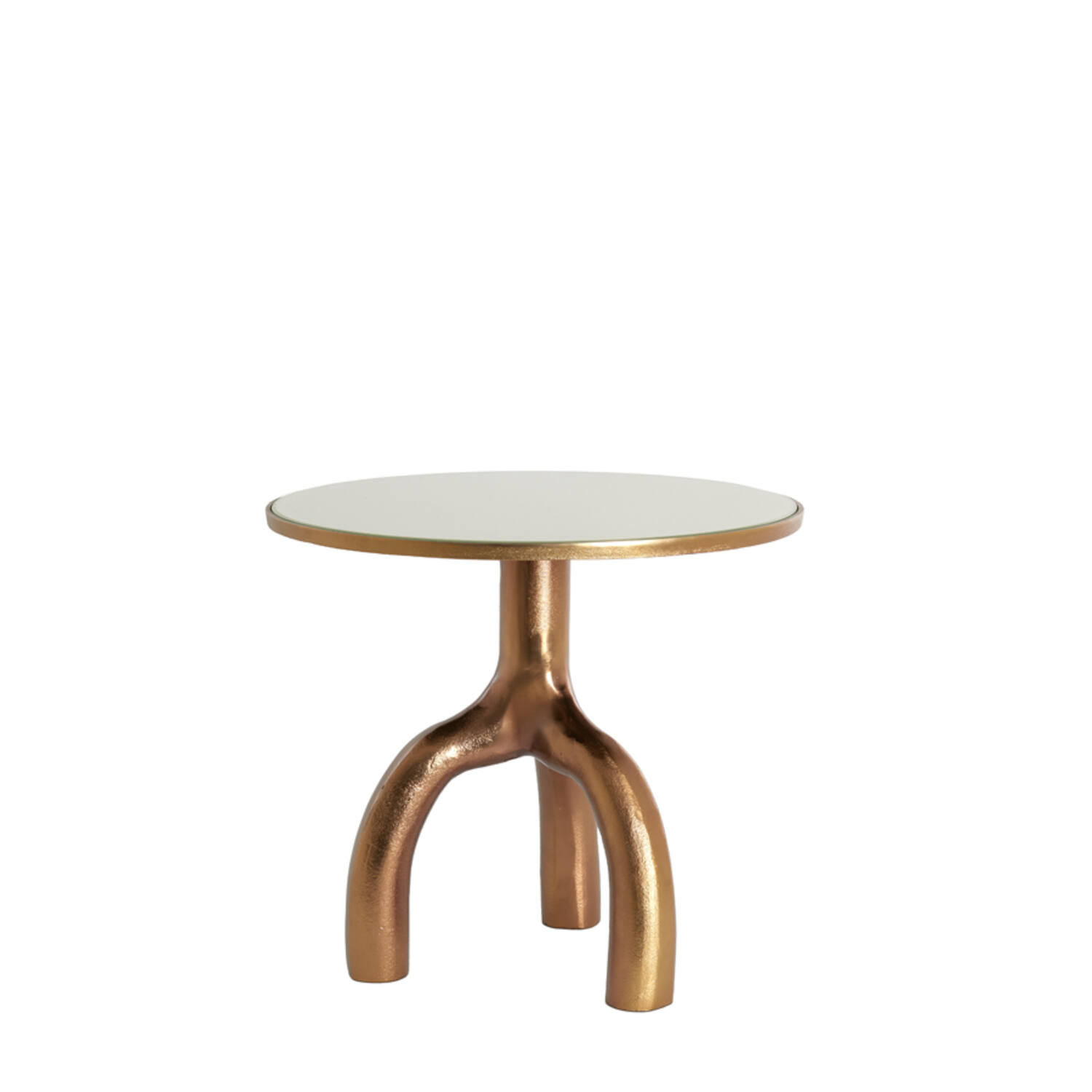 Bijzettafel Ø50,5x45,5 cm MELLO glans brn brons+glas taupe