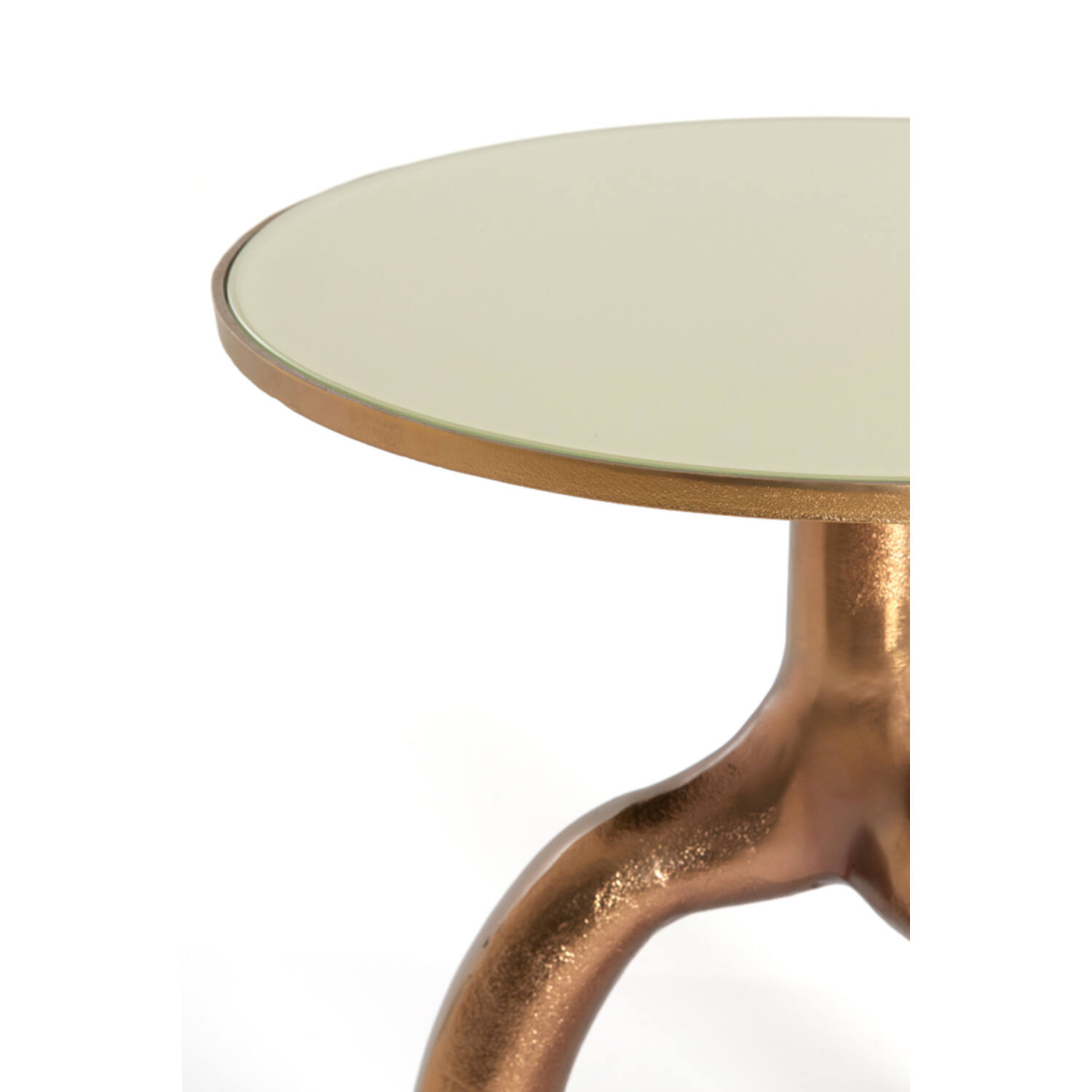 Bijzettafel Ø50,5x45,5 cm MELLO glans brn brons+glas taupe