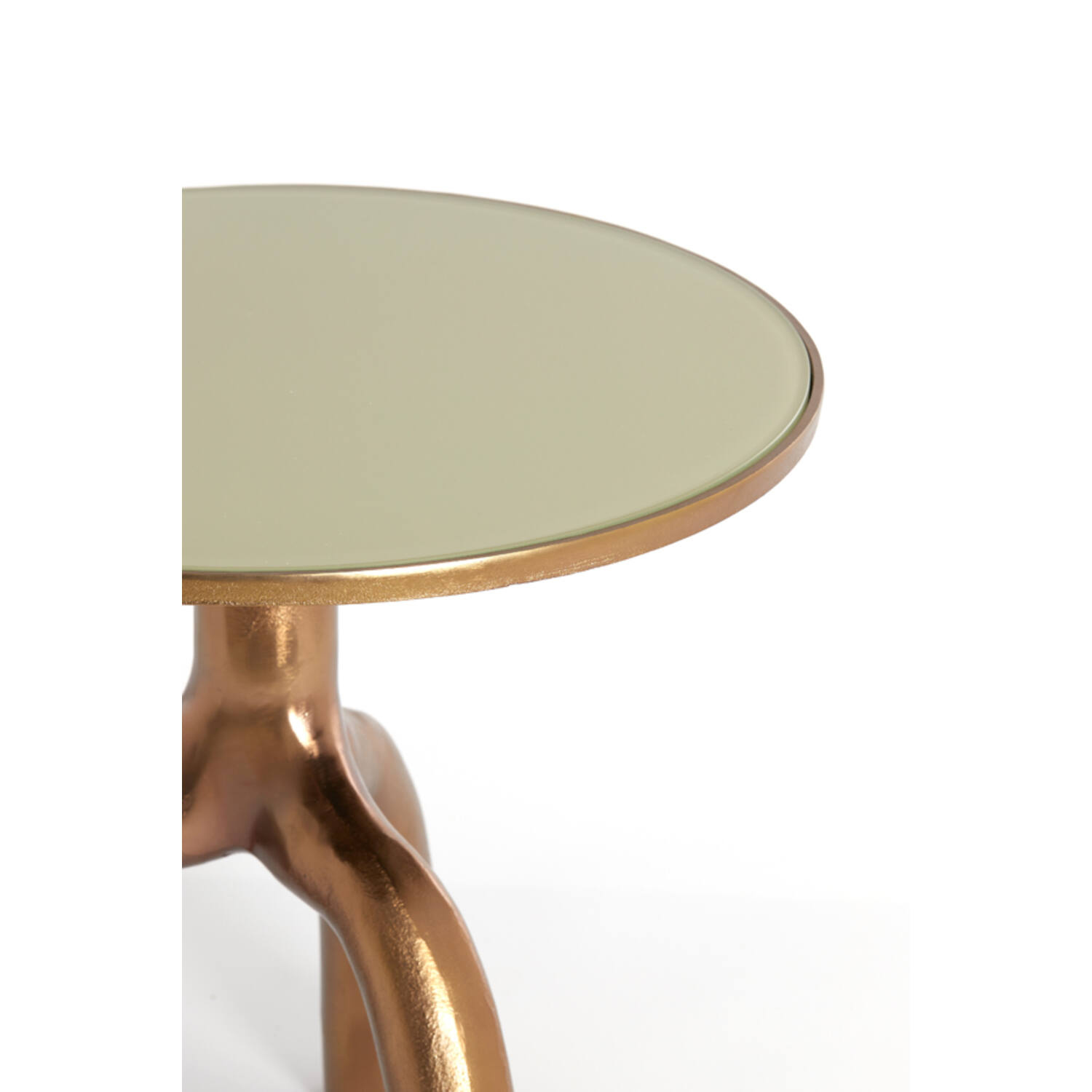 Bijzettafel Ø50,5x45,5 cm MELLO glans brn brons+glas taupe