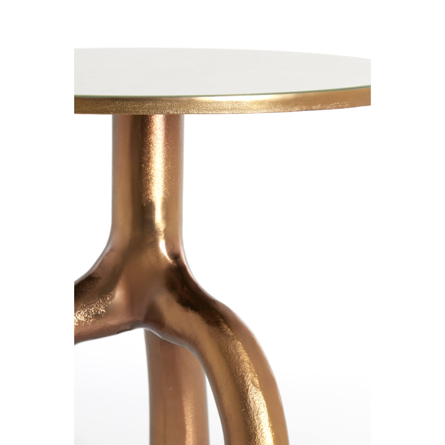 Bijzettafel Ø50,5x45,5 cm MELLO glans brn brons+glas taupe