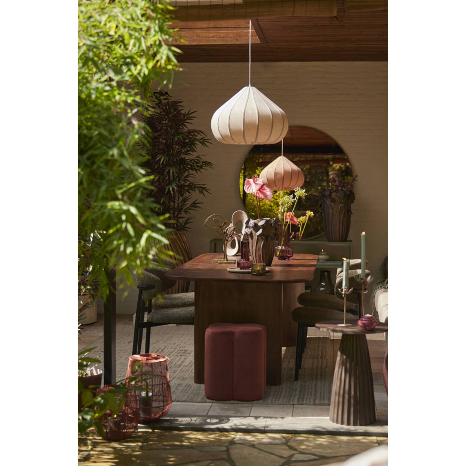 Poef 38x38x45 cm NALANI bordeaux