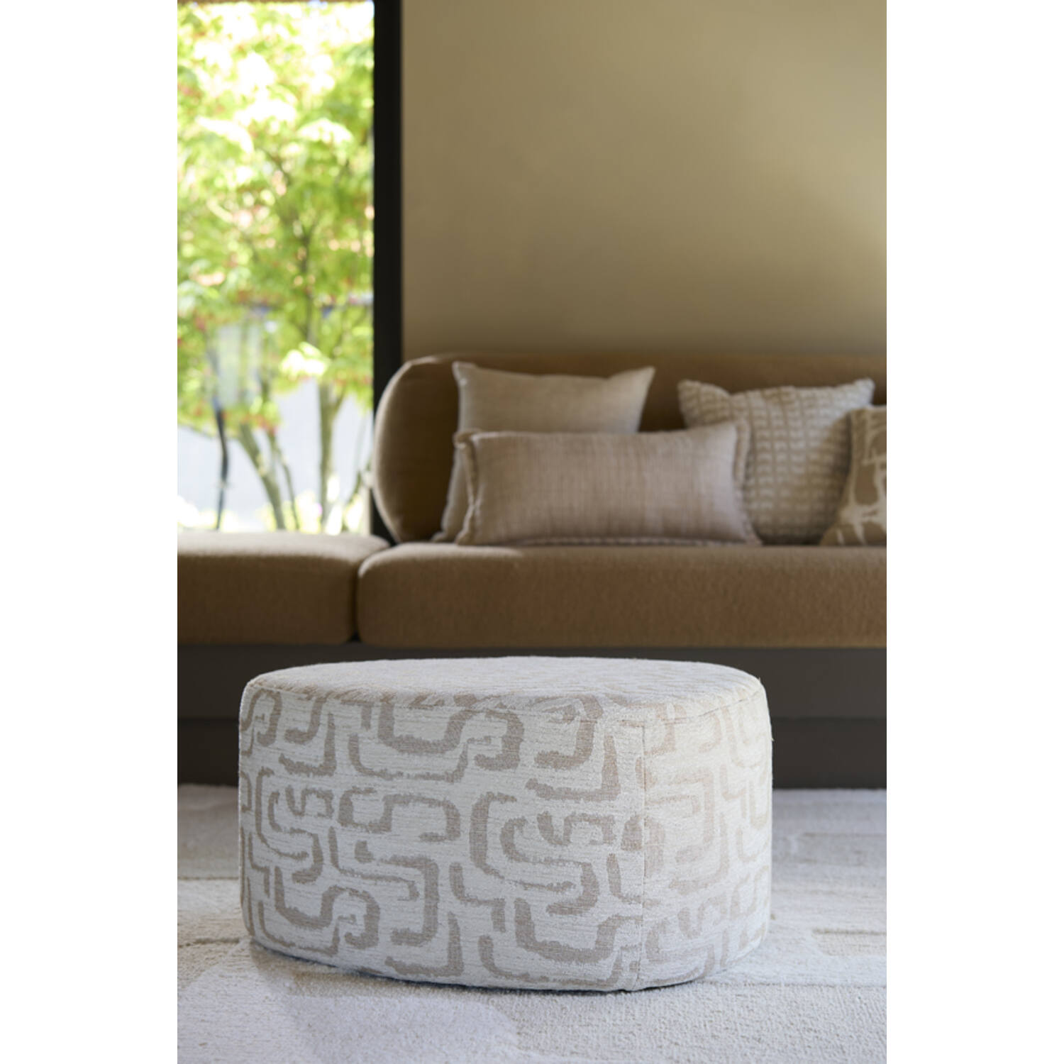 Pouf 68x68x35 cm LIBERIA beige+sand