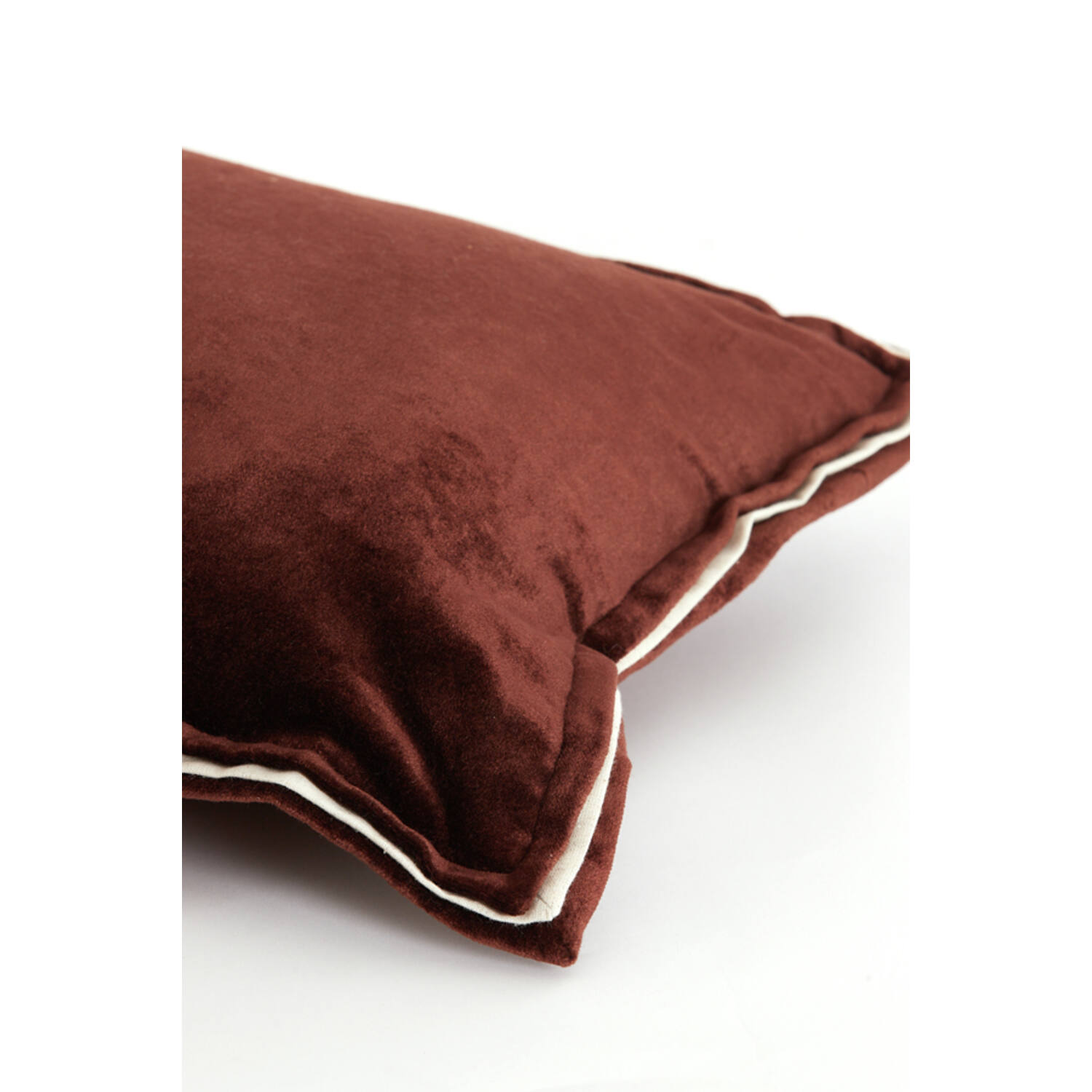 Kussen 60x30 cm BAXLEY velvet donker bruin+linnen naturel