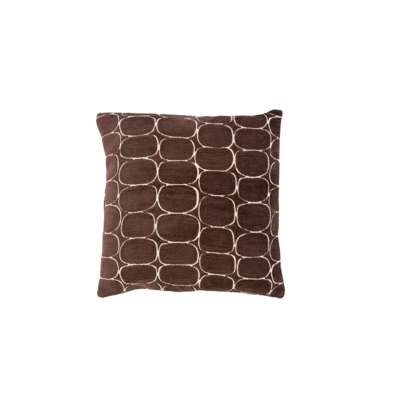 Cushion 45x45 cm DOTHAN dark brown+cream feather filled