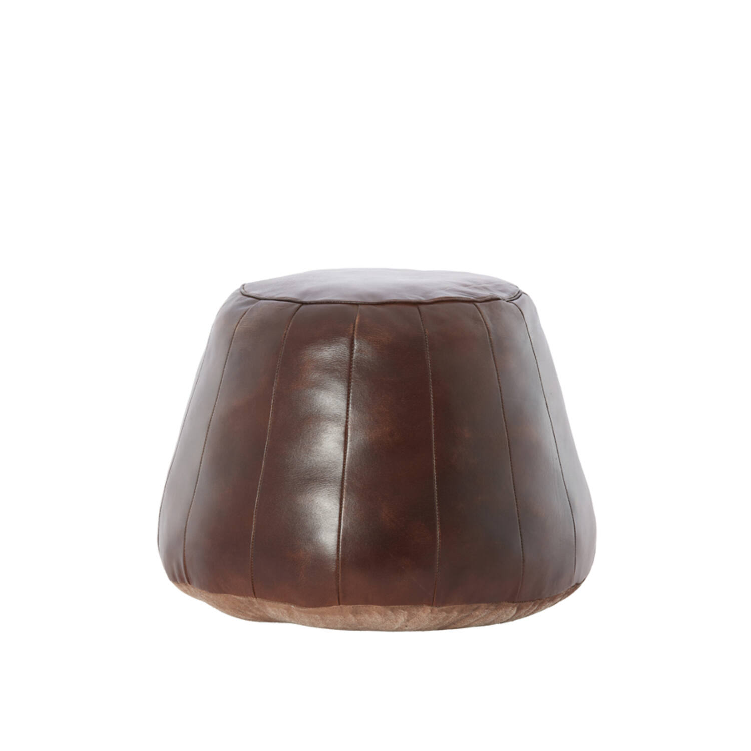 Pouf Ø56x42 cm DOVIO leather dark brown