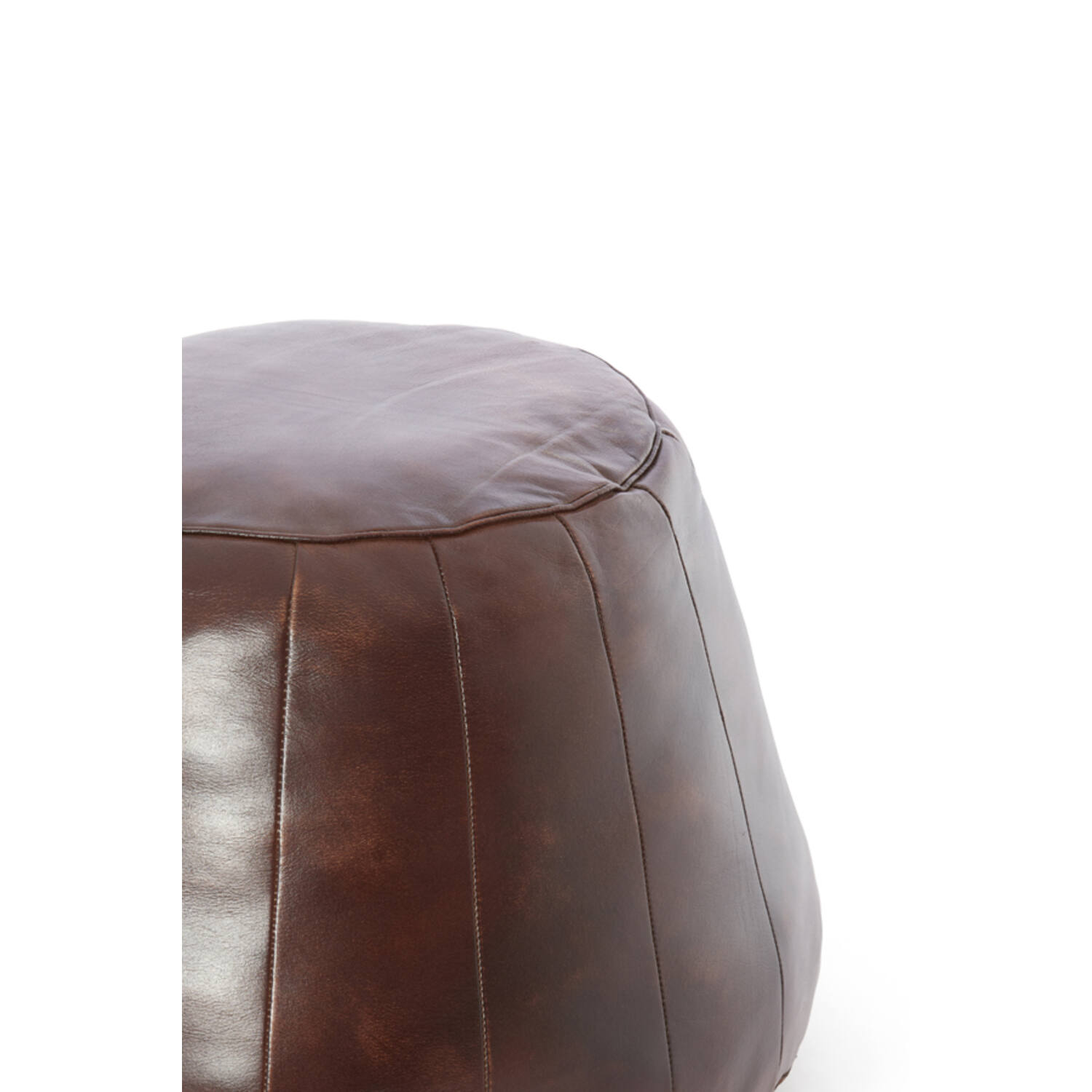 Pouf Ø56x42 cm DOVIO leather dark brown