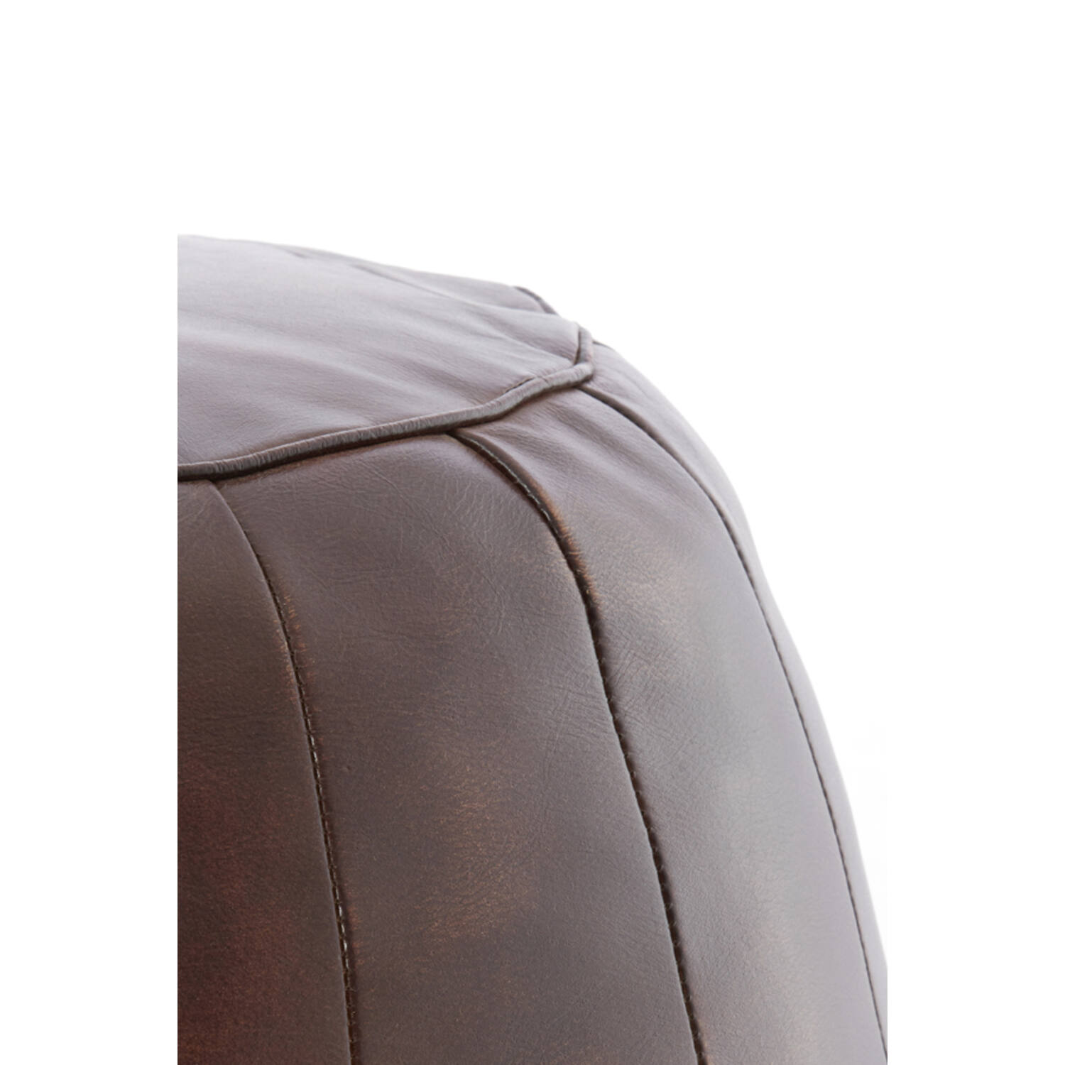 Pouf Ø56x42 cm DOVIO leather dark brown