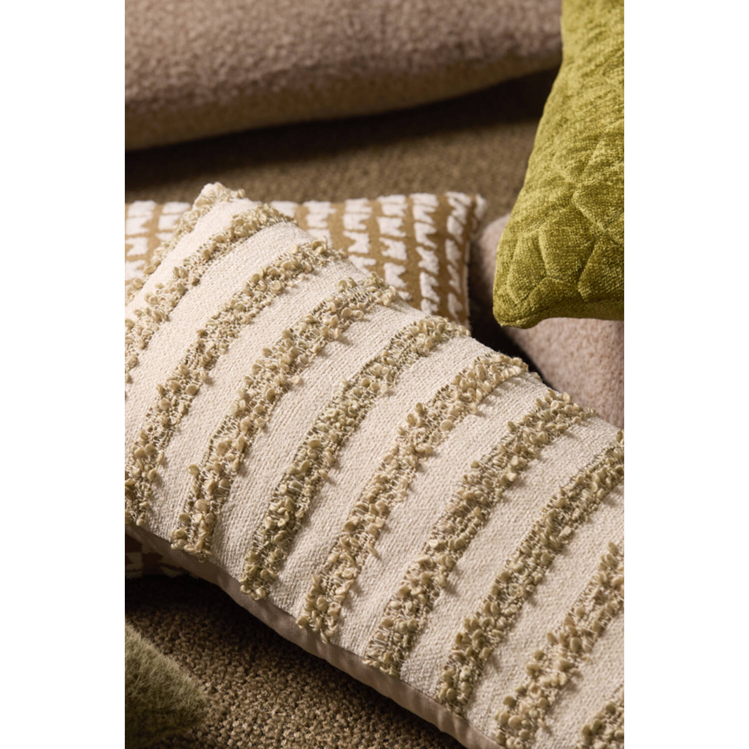 Cushion 60x30 cm NIMBA sand+olive green