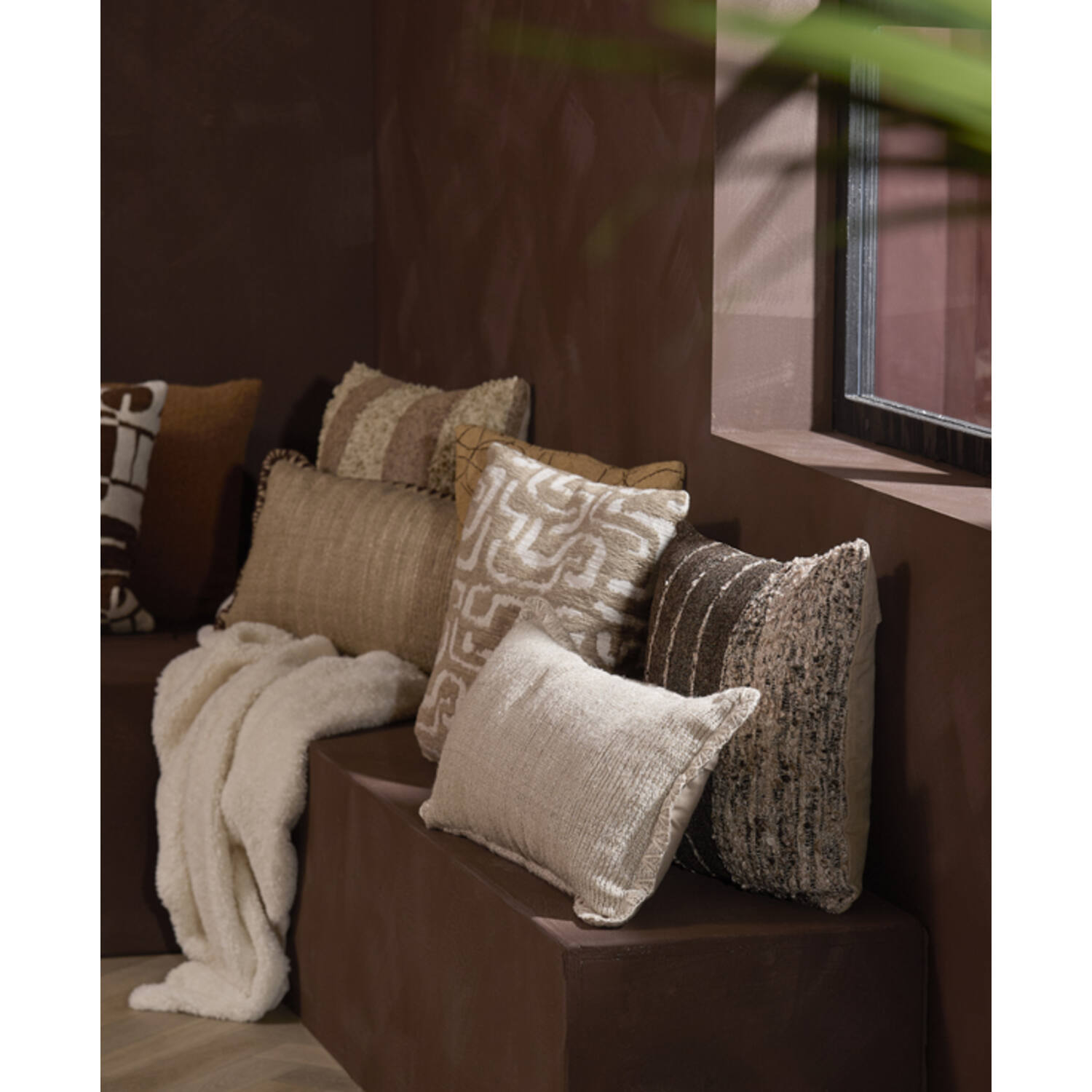 Cushion 45x45 cm TIANI dark brown+brown-cream