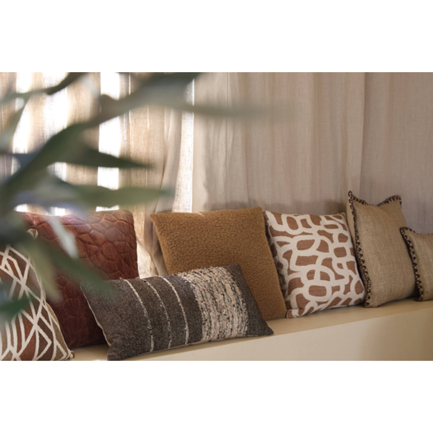 Cushion 60x30 cm TIANI dark brown+brown-cream