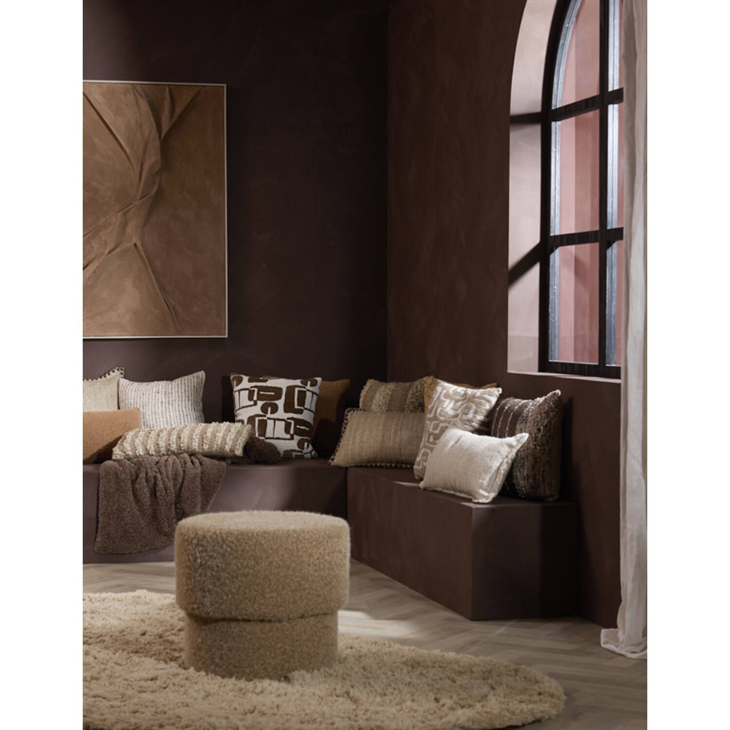Cushion 45x45 cm LUNCA cream+brown+dark brown