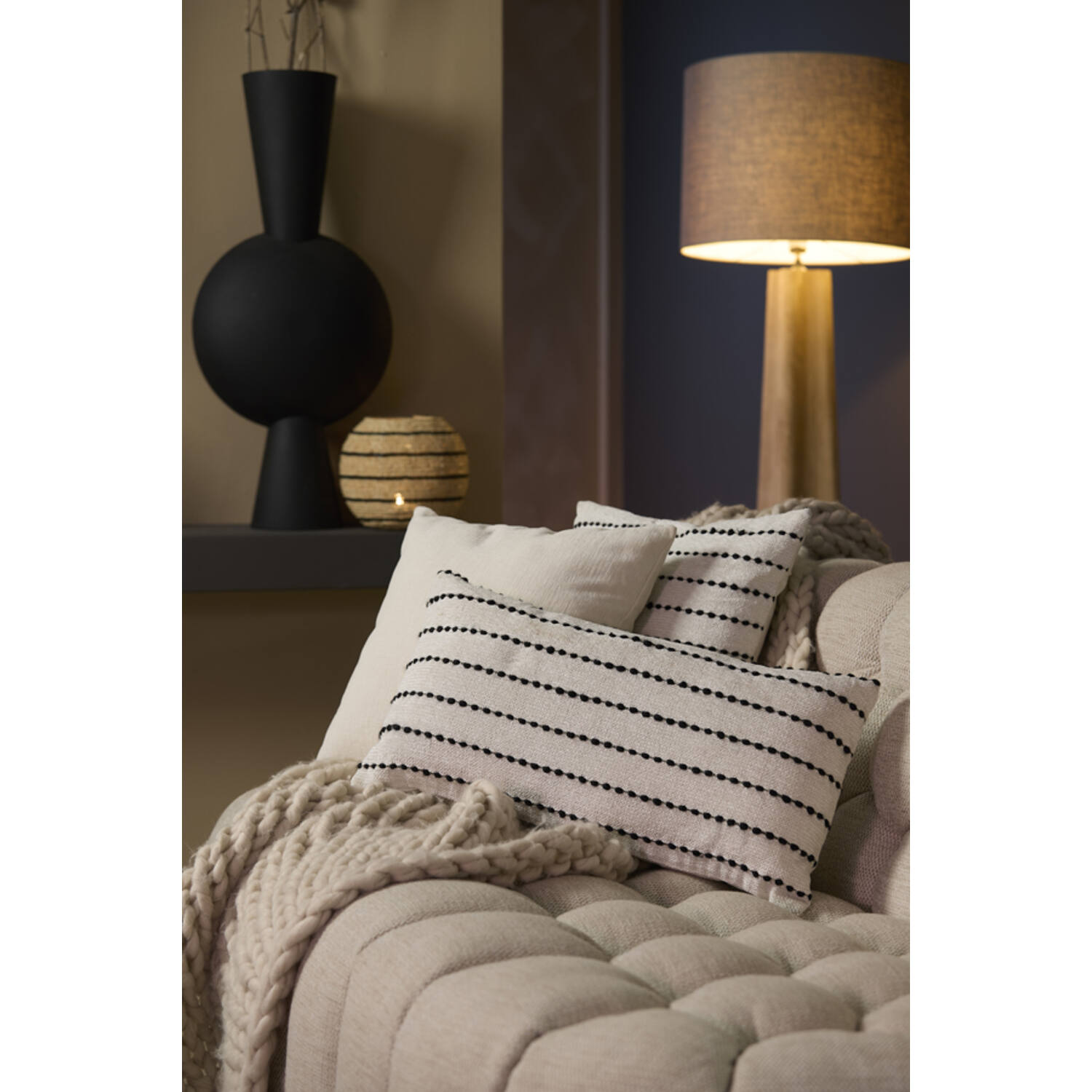 Cushion 45x45 cm LINKA cream+black