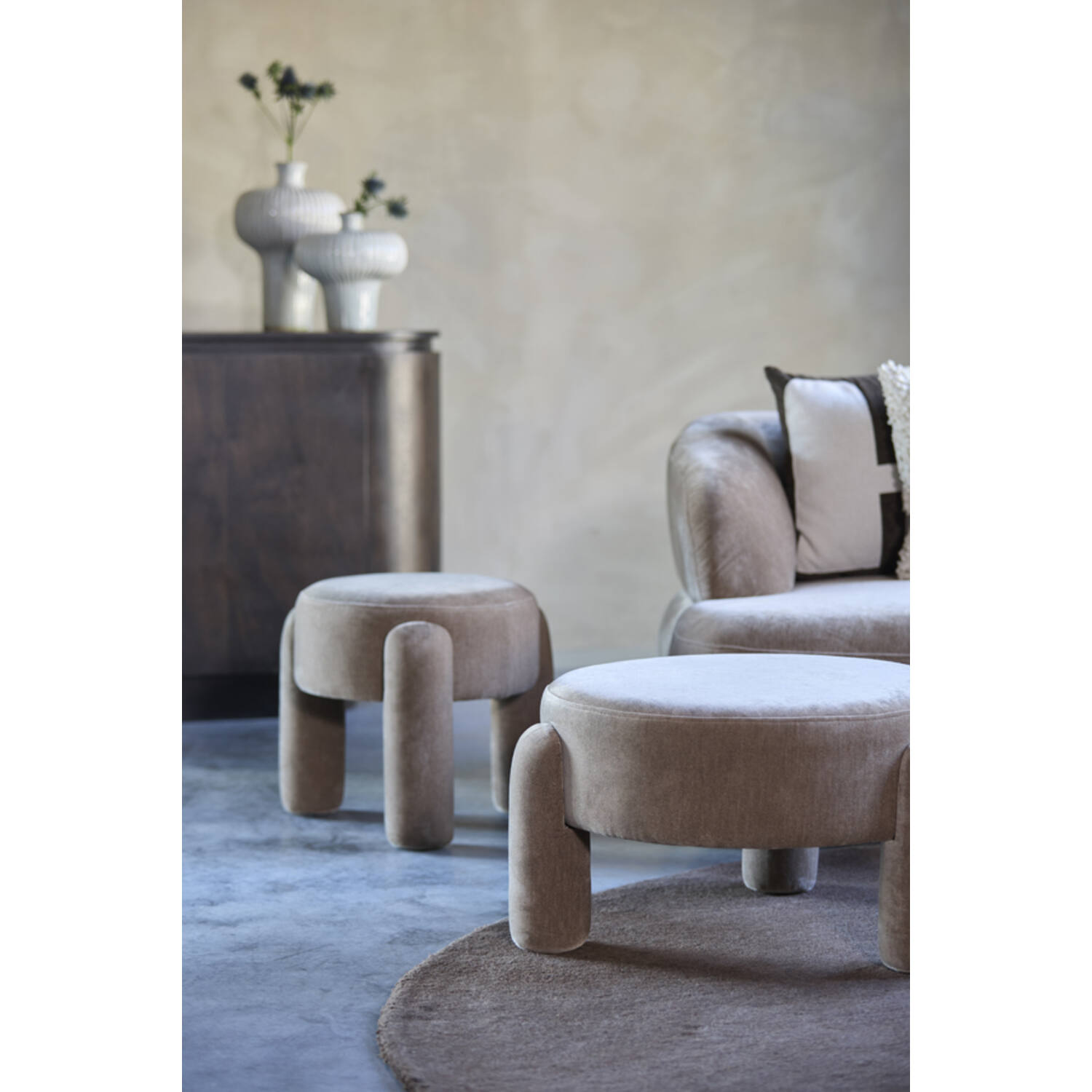 Pouf Ø48x40 cm OZIMI taupe