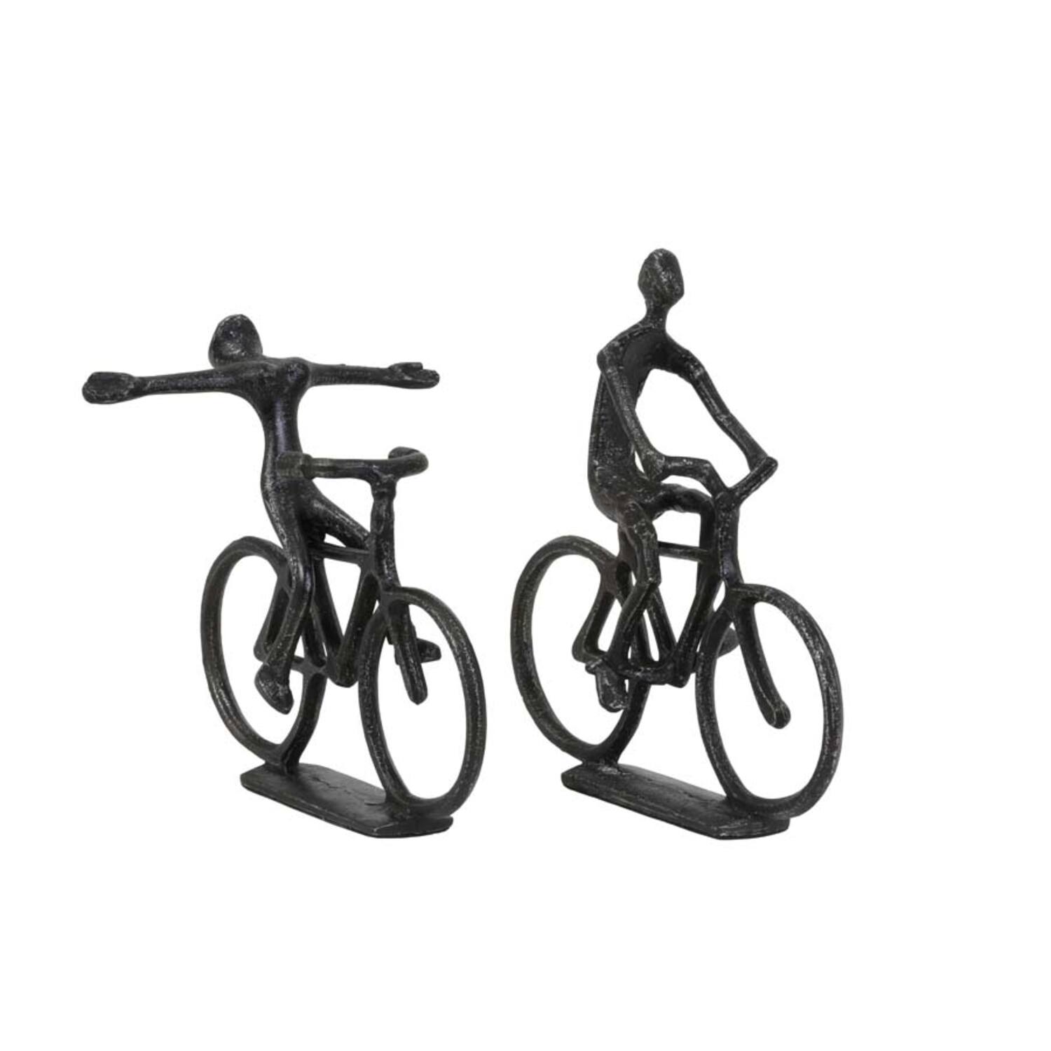 Ornament S/2 24x18x22+24x7x25 cm CYCLISTS antiek black pearl