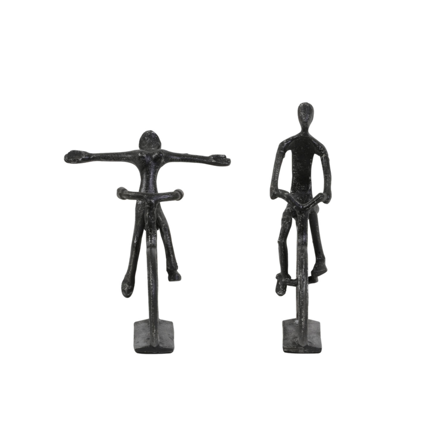 Ornament S/2 24x18x22+24x7x25 cm CYCLISTS antiek black pearl