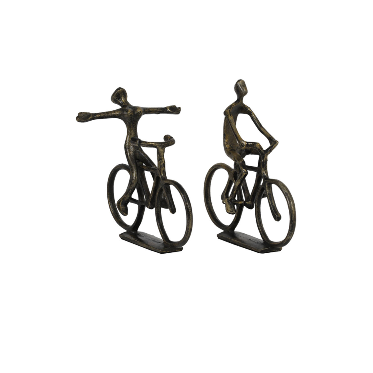 Ornament S/2 24x18x22+24x7x25 cm CYCLISTS antique bronze