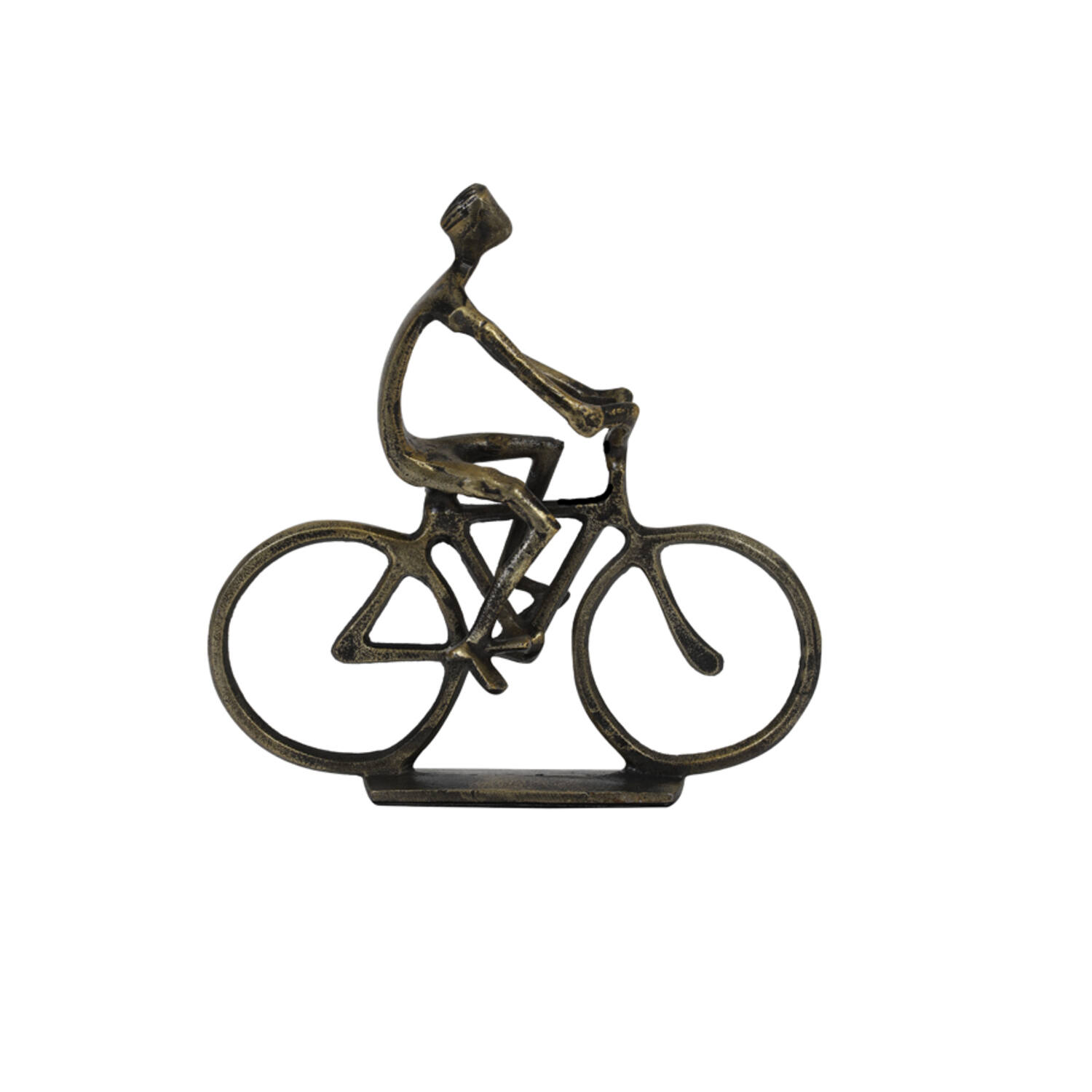 Ornament S/2 24x18x22+24x7x25 cm CYCLISTS antique bronze