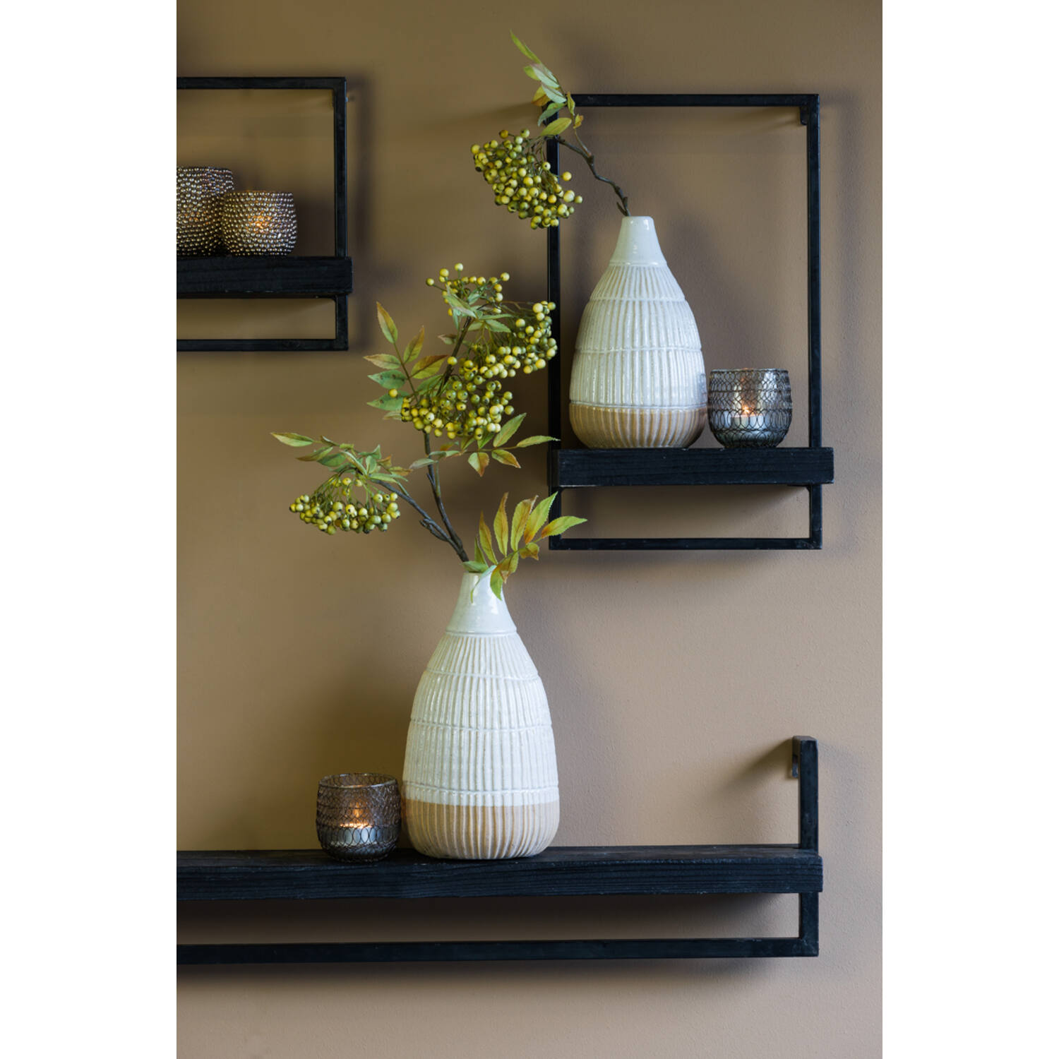 Wandplank 30x15x50 cm MADDISON hout mat zwart