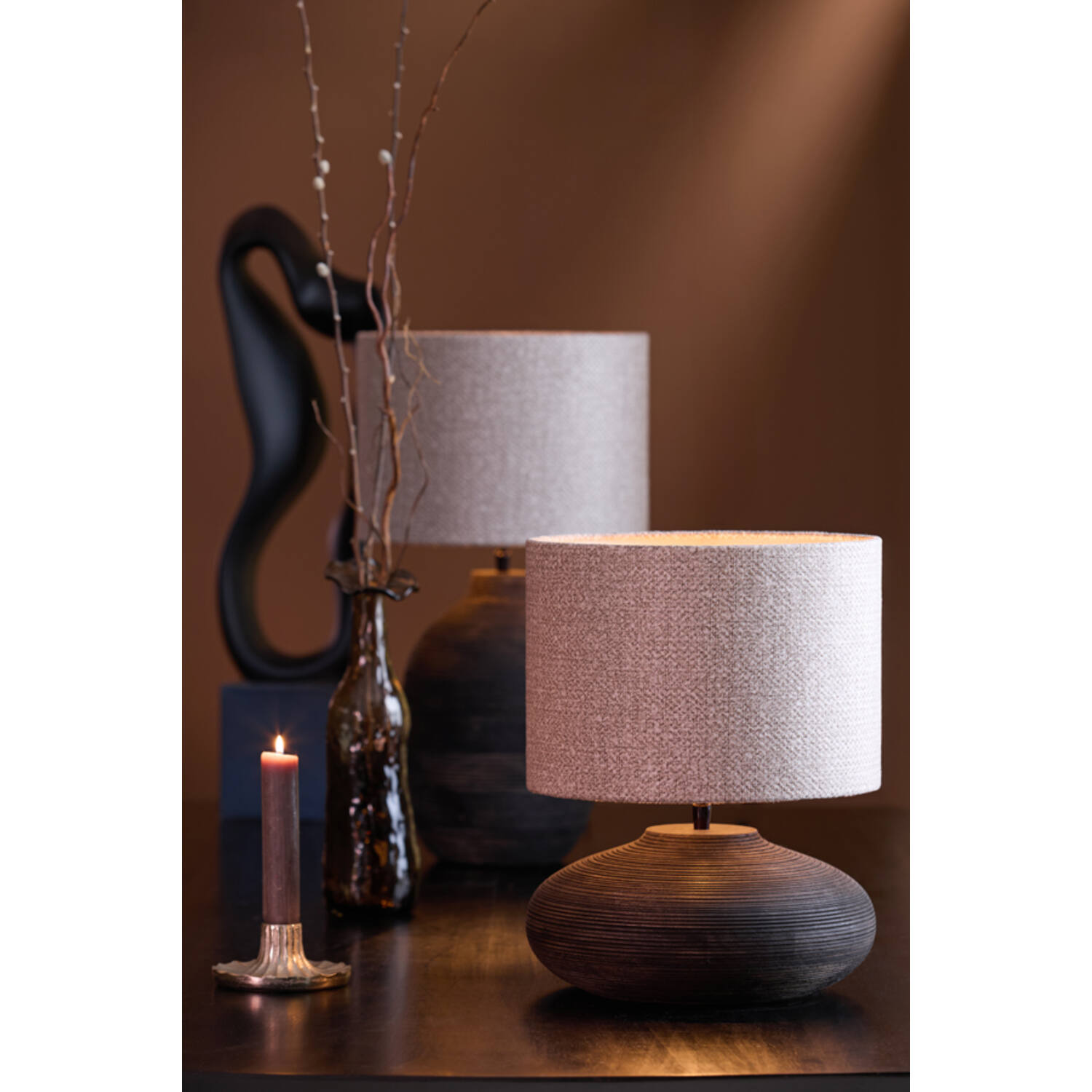 Lamp base Ø30x23 cm KHOMAI wood antique brown