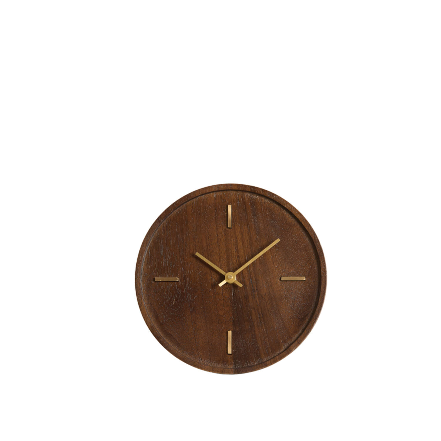 Klok Ø20 cm VETI mango hout bruin+goud