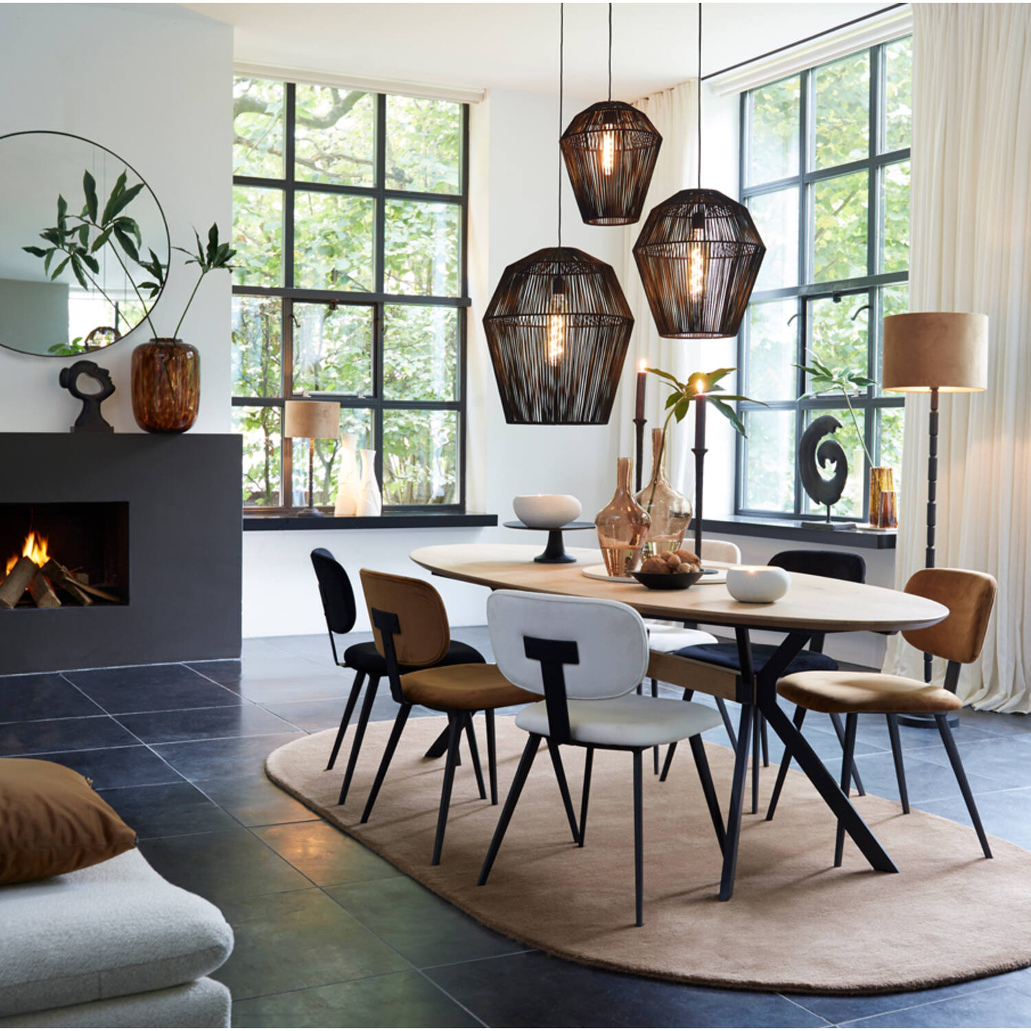 Spiegel Ø116 cm ESPEJO helder glas+zwart