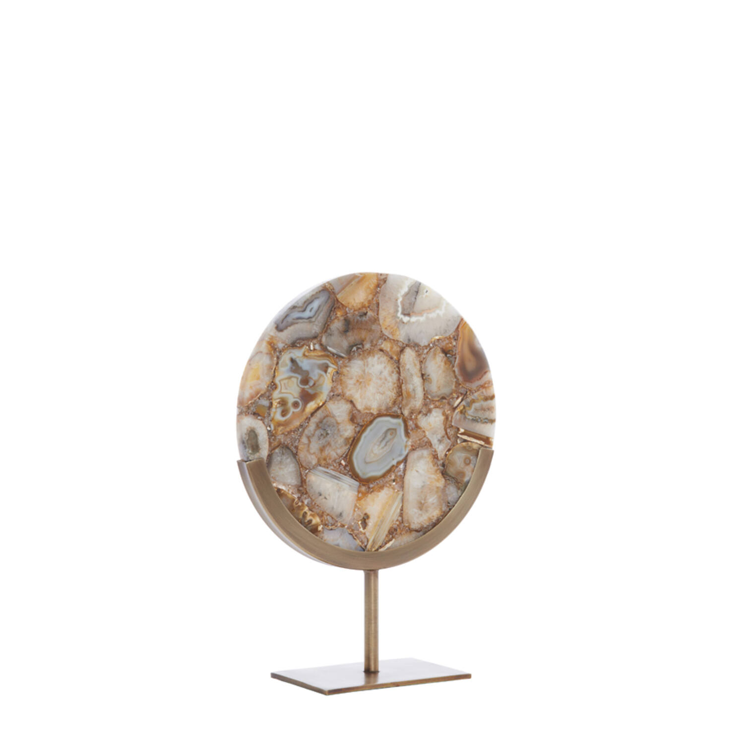 Ornament on base 25x10x35 cm GOUYA yellow agate+antiq bronz
