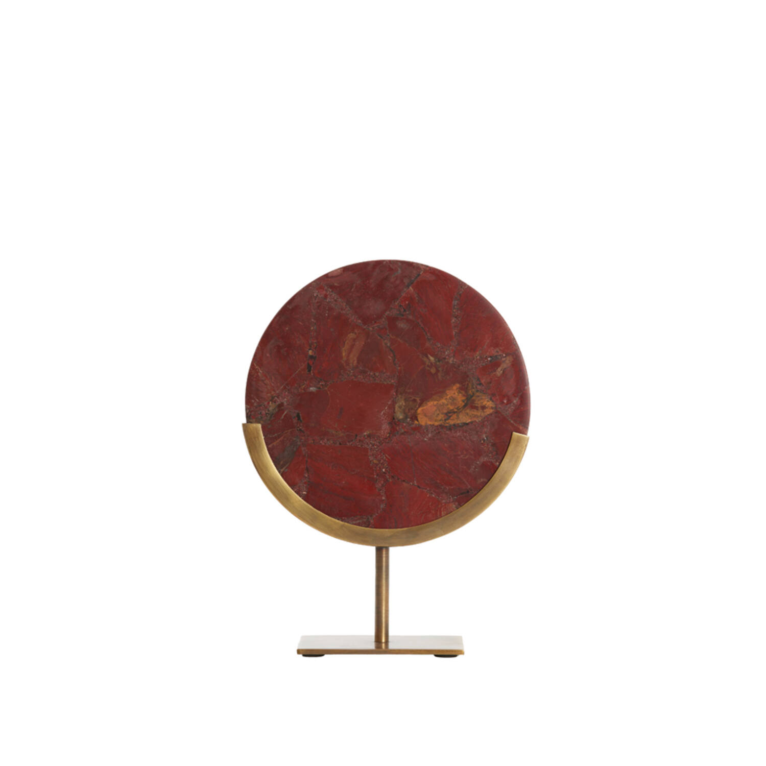 Ornament op voet 25x10x35 cm GOUYA rood agaat+antiek brons